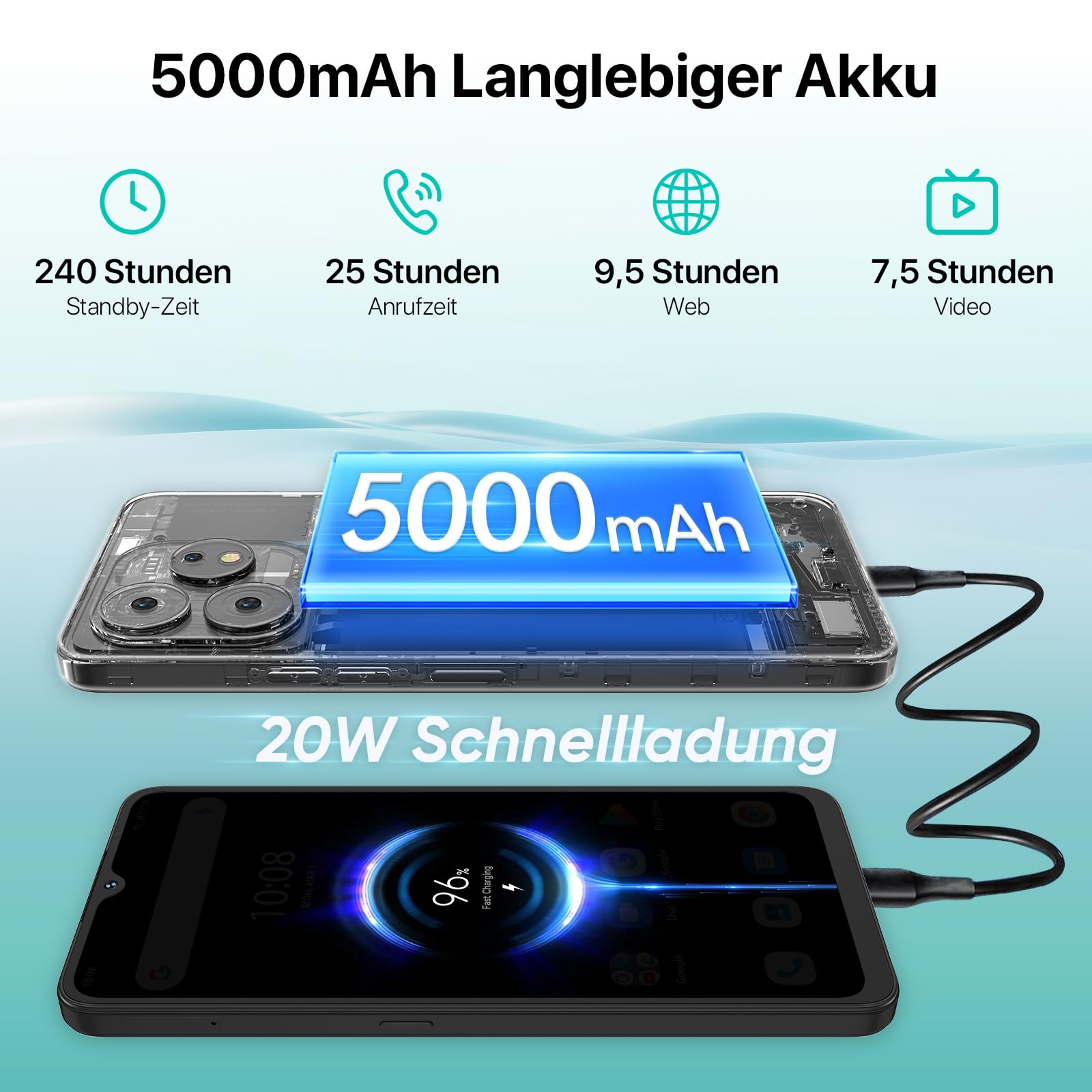 UMIDIGI A15 Smartphone 256GB Schwarz 16GB RAM