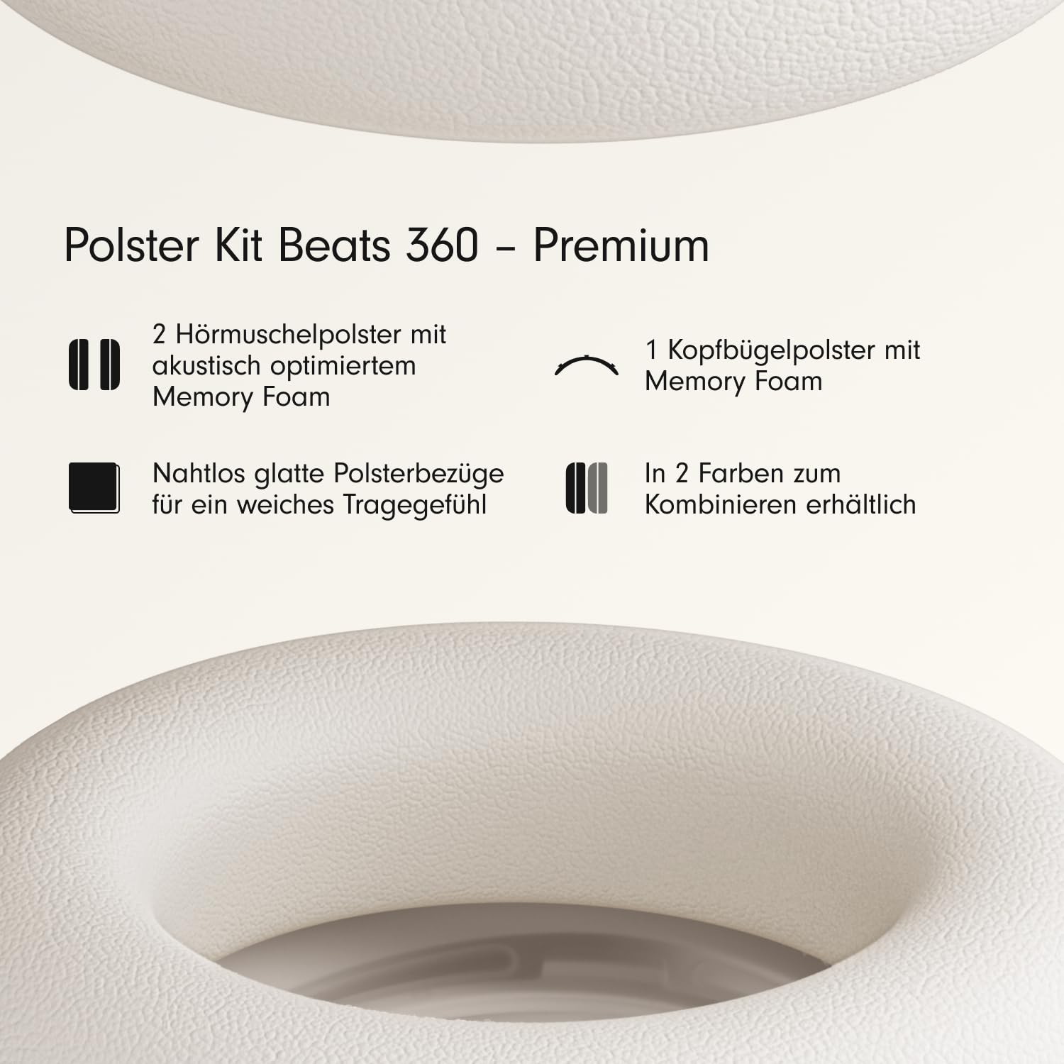Apple Beats 360 UltraPlush-Polster Cloud-Weiß Kopfhörer Memory Foam