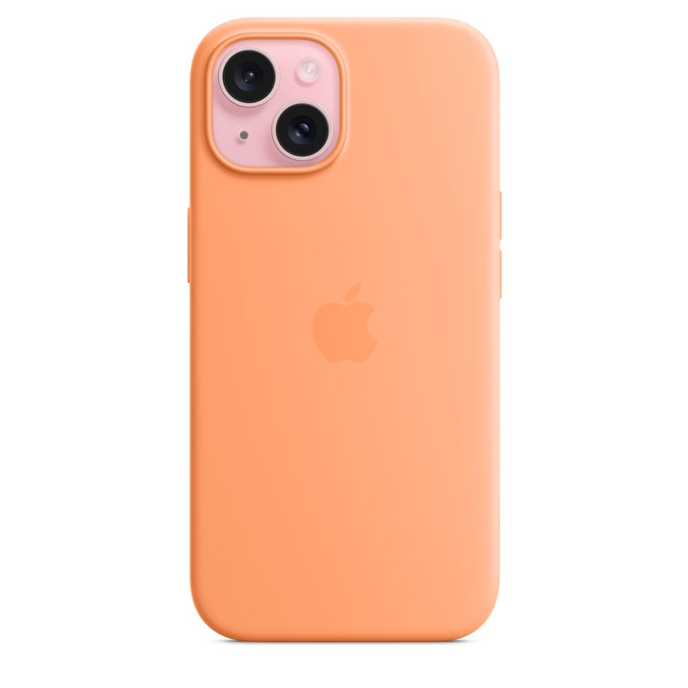 Apple iPhone 15 Silikon Hülle Sorbet Orange MagSafe