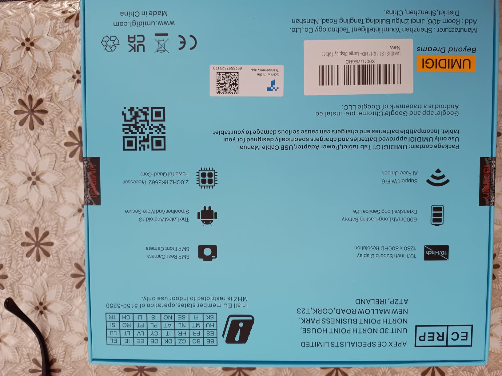 UMIDIGI G1 Tab Tablet 10,1 Zoll 64GB Grau Android 13