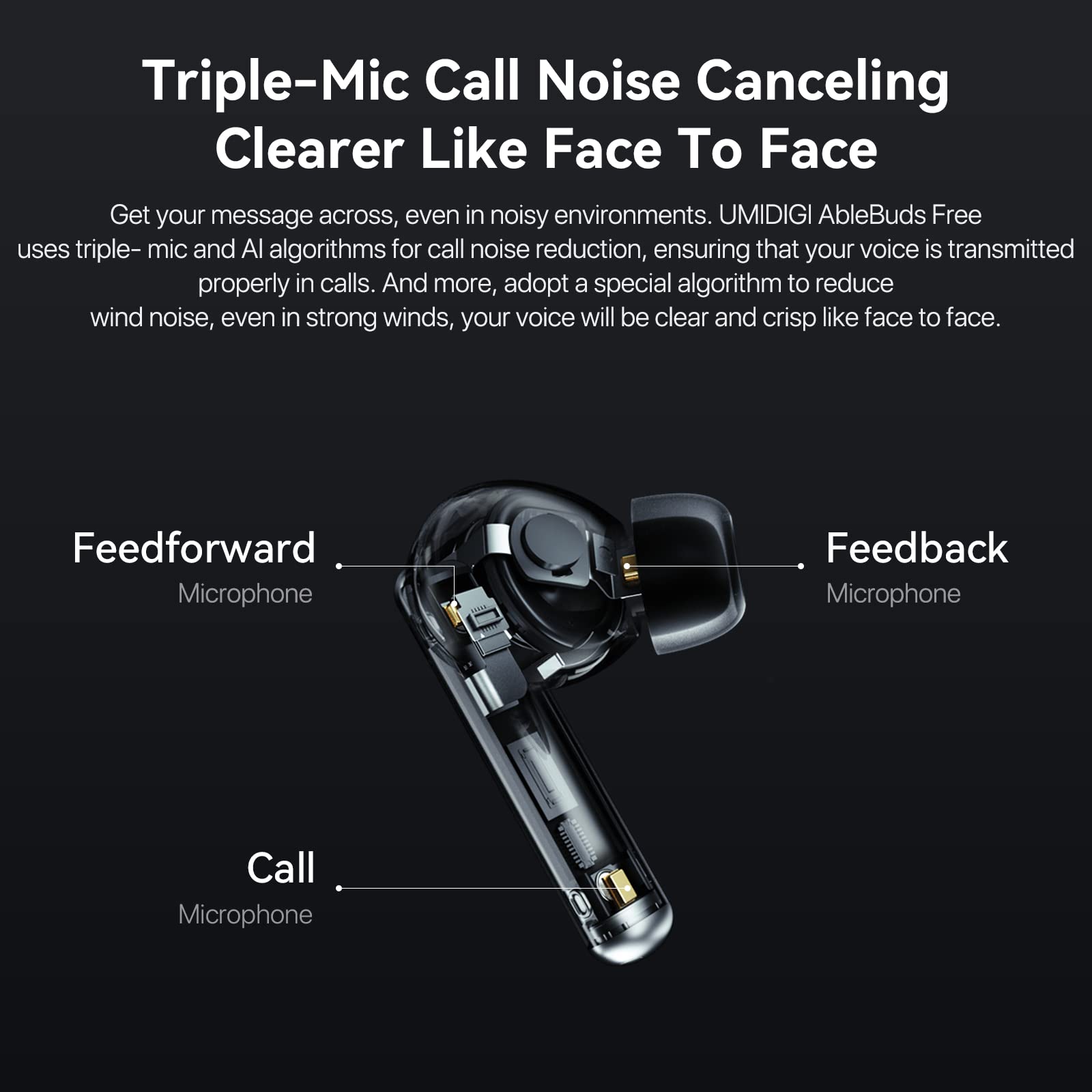 UMIDIGI AbleBuds Free Kopfhörer Weiß ANC 45dB