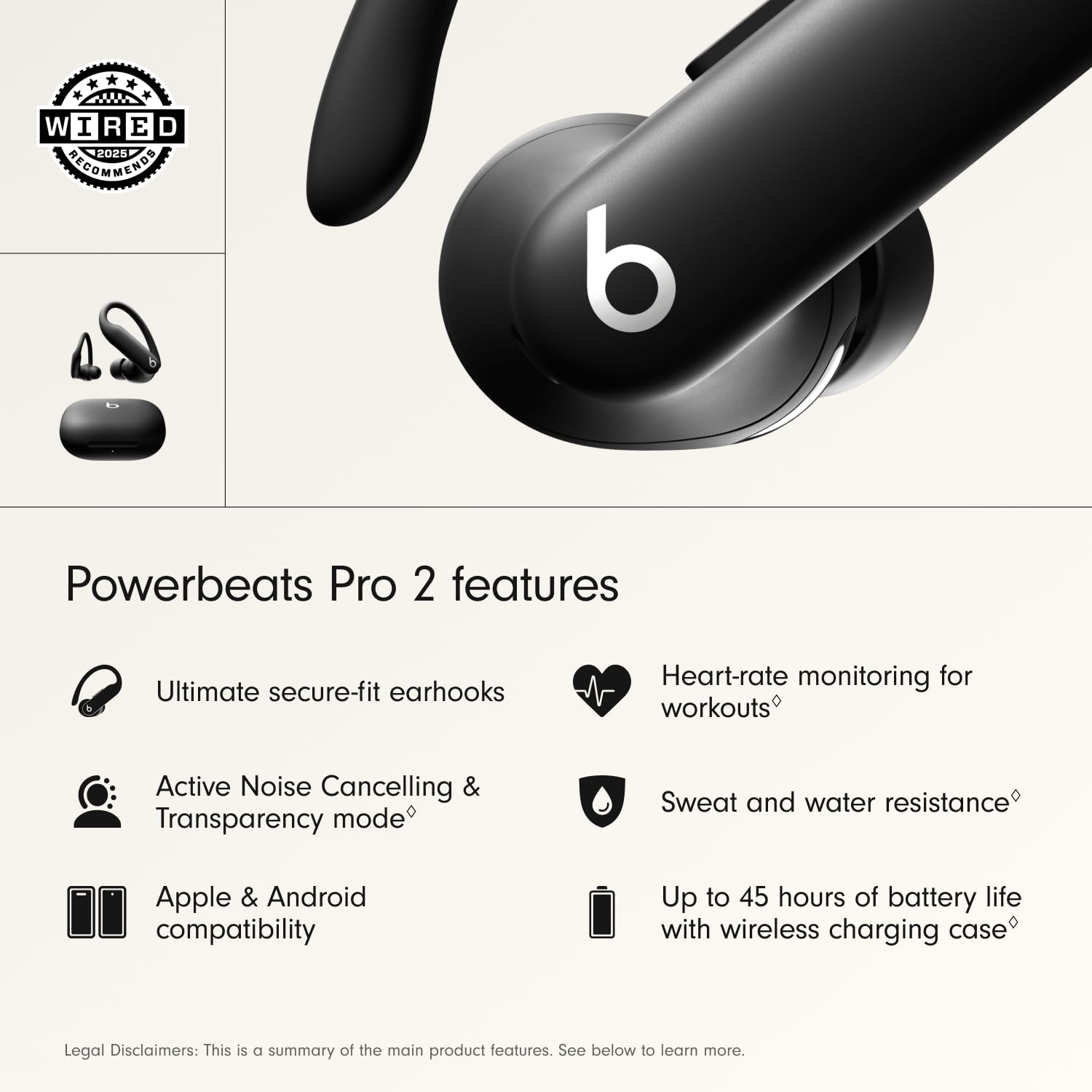 Beats Powerbeats Pro 2 In-Ear Kopfhörer Diamantschwarz ANC