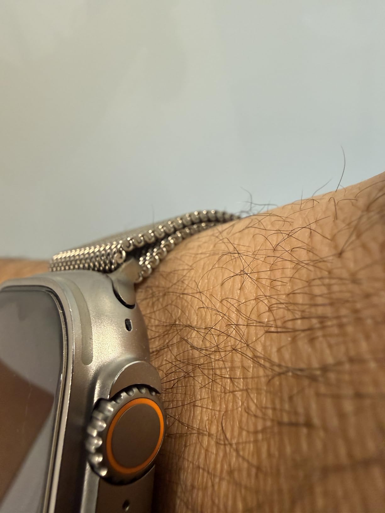 Apple Watch Milanaise Armband 49mm Natur Large Edelstahl