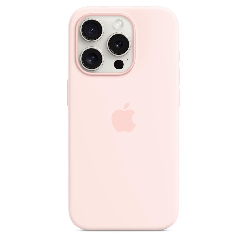 Apple iPhone 15 Pro Silikon Case Hellrosa mit MagSafe