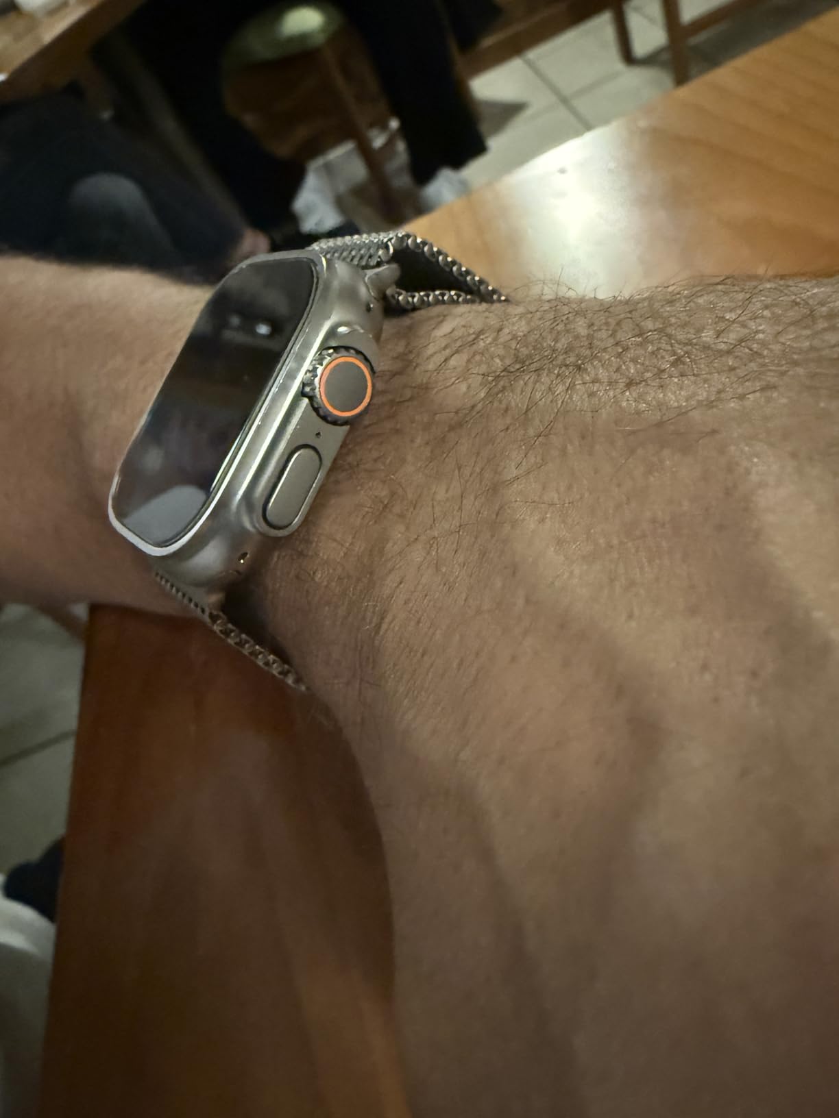 Apple Watch Milanaise Armband 49mm Natur Large Edelstahl