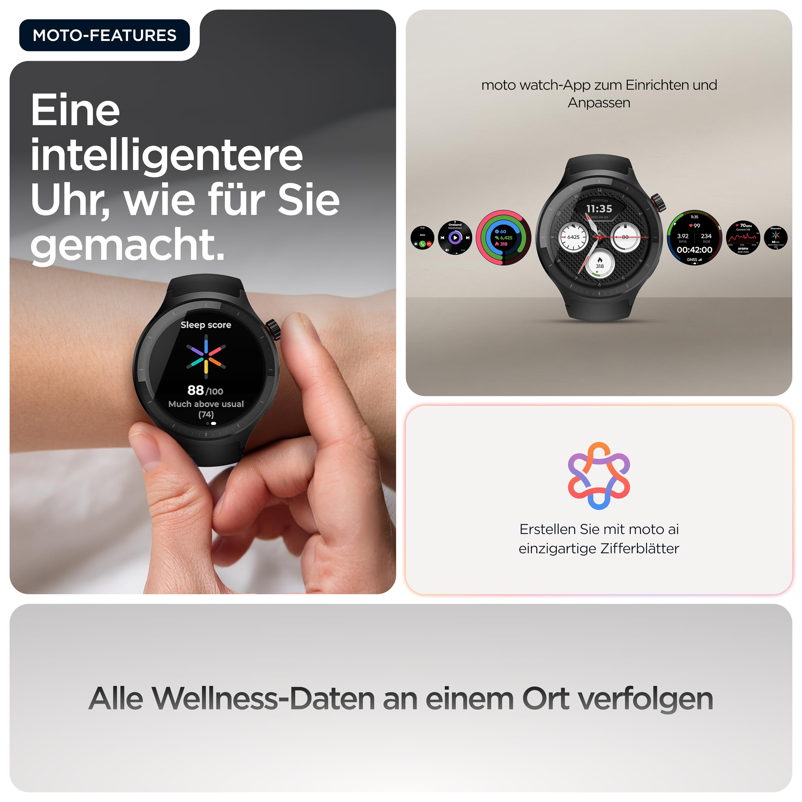 Motorola Moto Watch Polar Smartwatch 47mm Schwarz