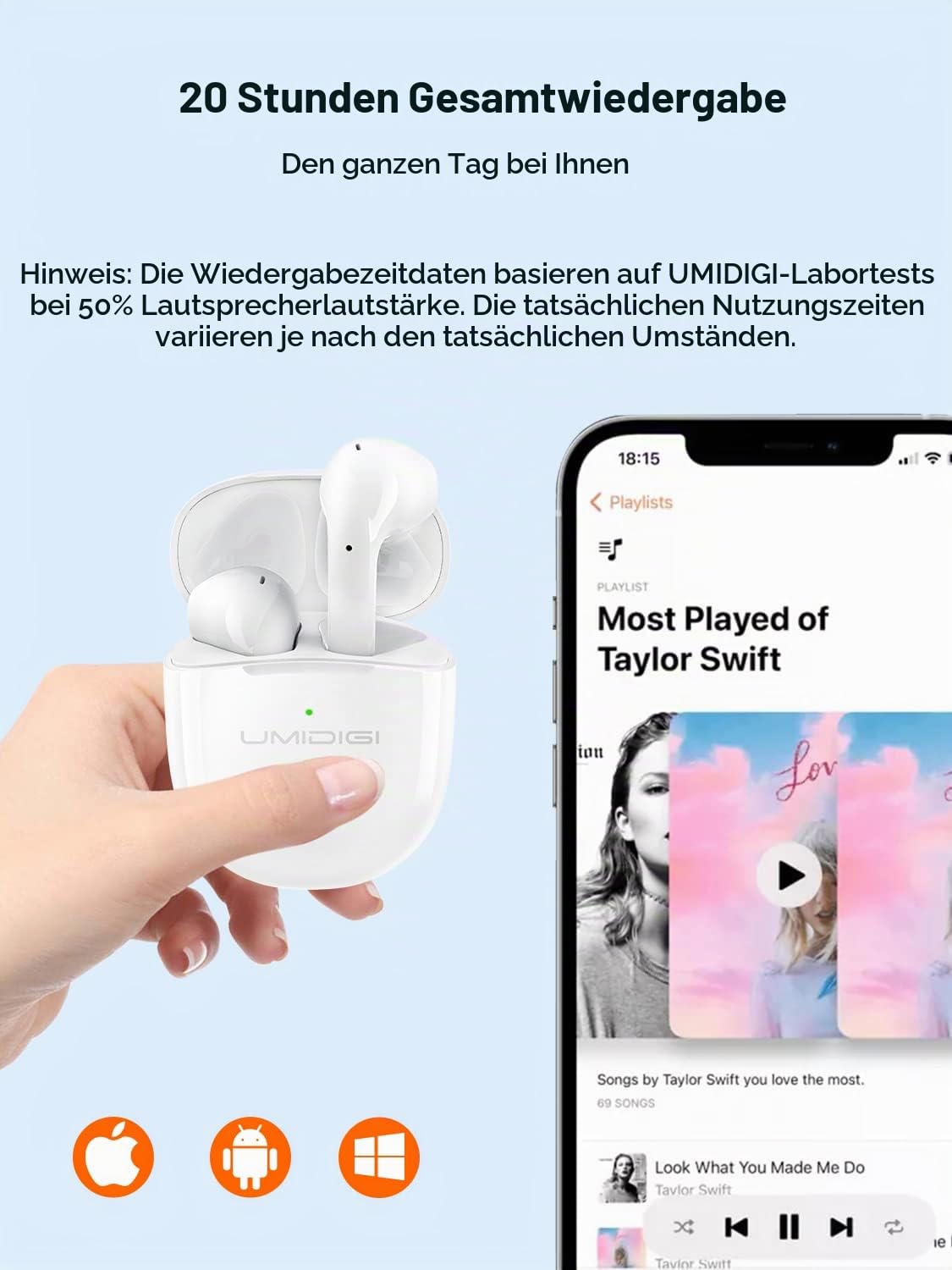 UMIDIGI AirBuds Bluetooth Kopfhörer Weiß ENC
