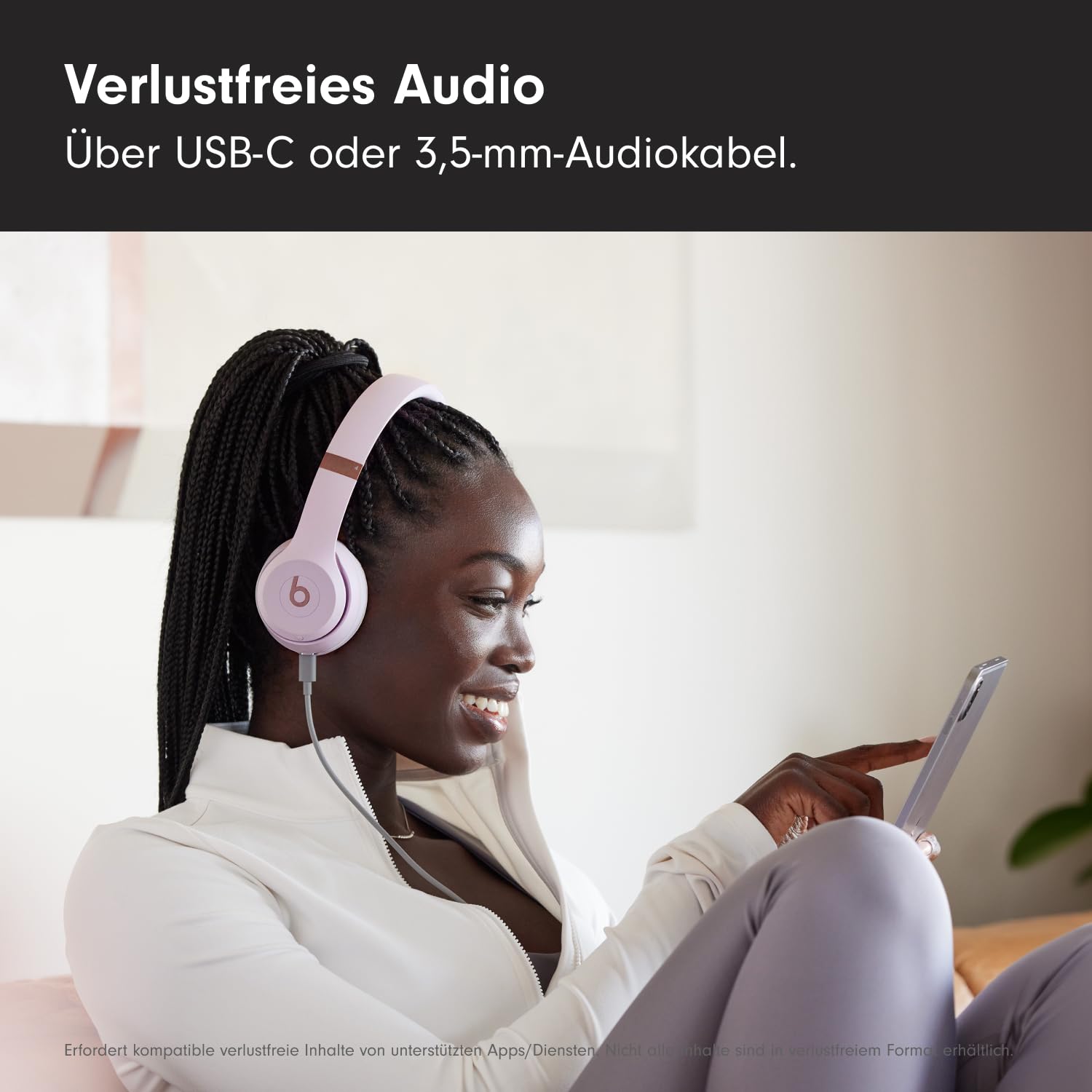 Apple Beats Solo 4 On-Ear Kopfhoerer Wolkenrosa 50h