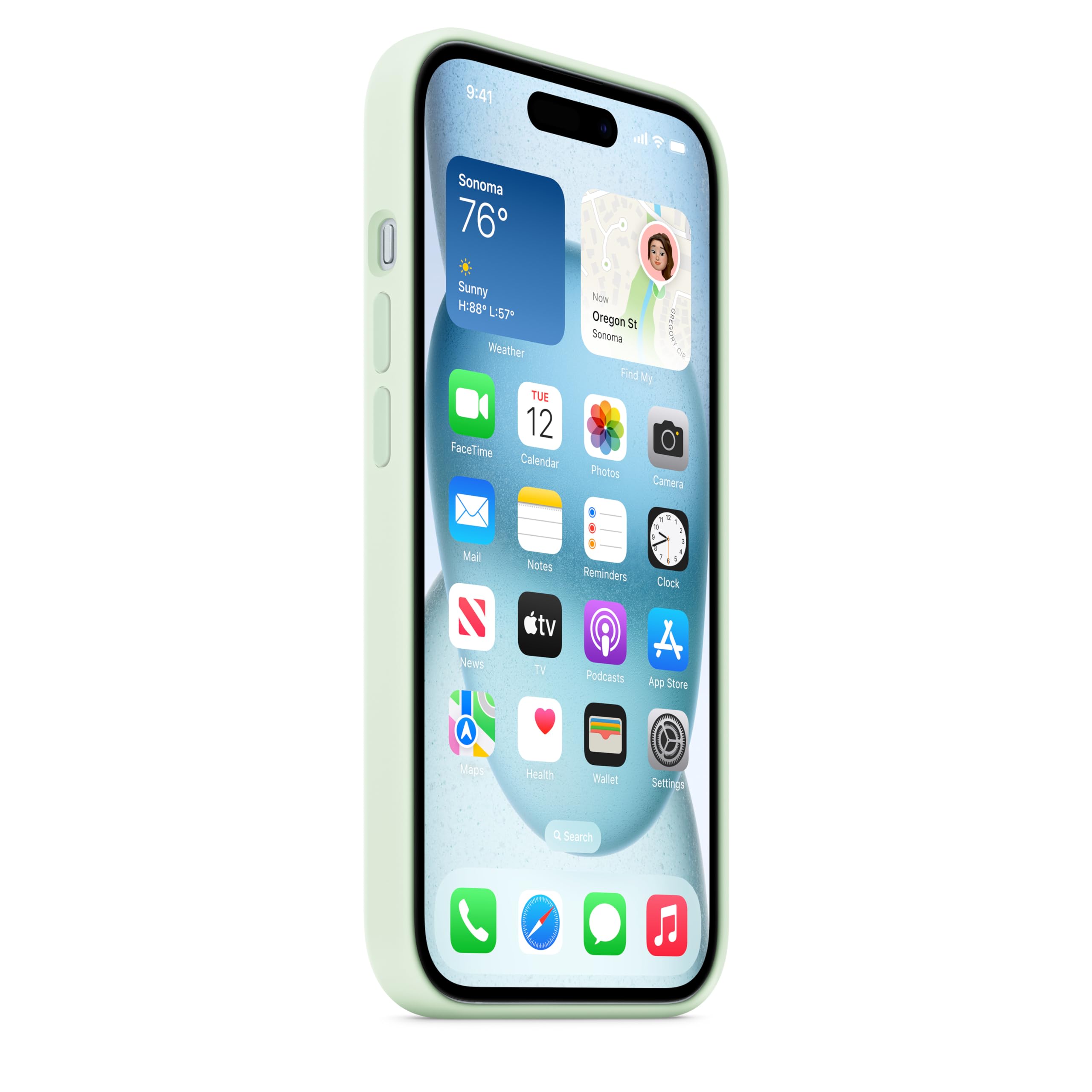 Apple iPhone 15 Silikon Case mit MagSafe Hülle Blassmint