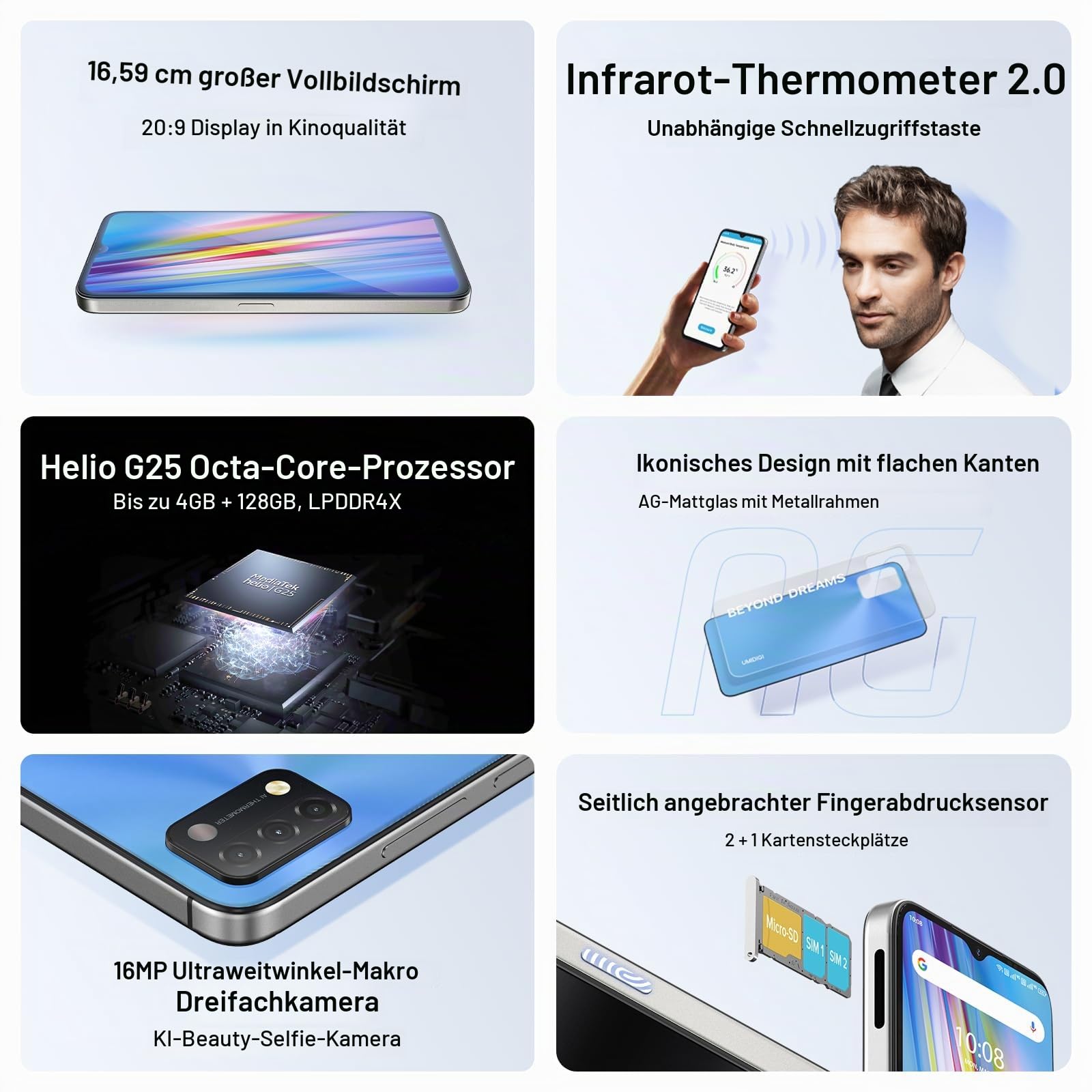 Umidigi A11 Smartphone 128GB Blau Dual-SIM