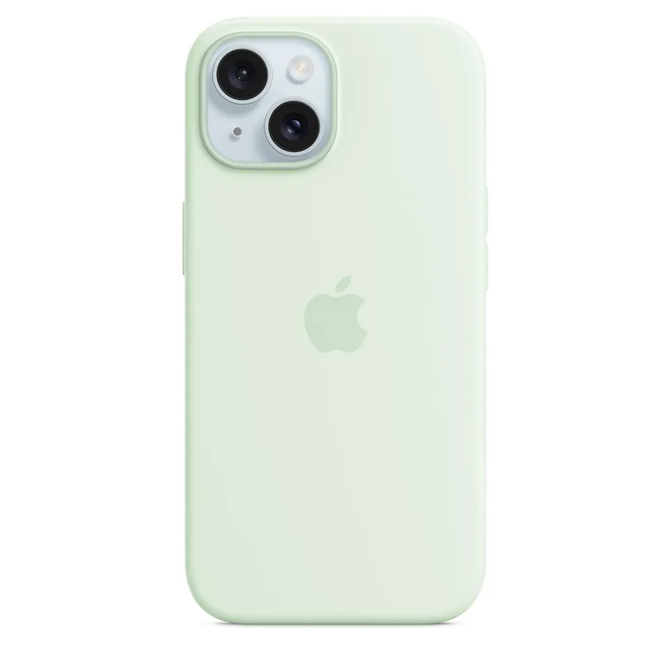 Apple iPhone 15 Silikon Case mit MagSafe Hülle Blassmint