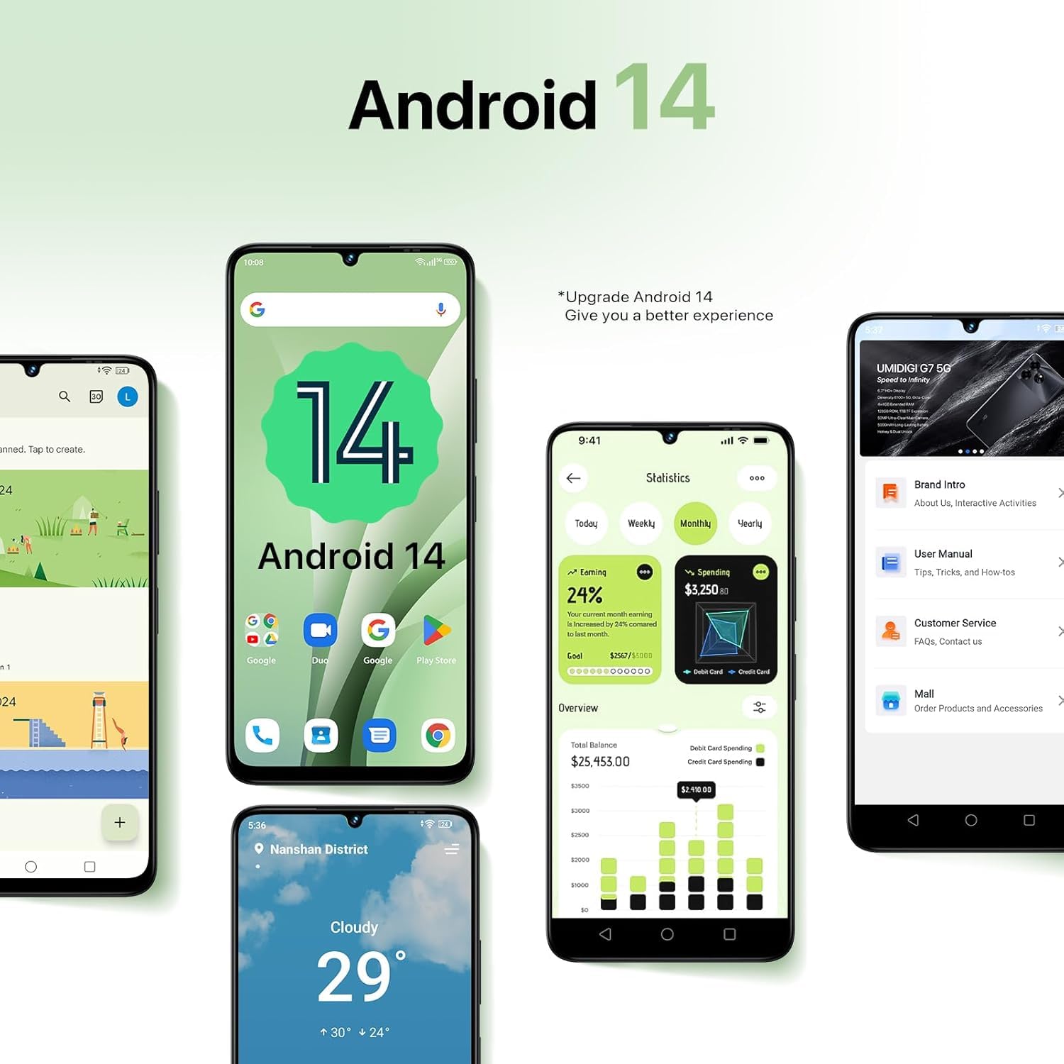 Umidigi G9C Smartphone 128GB Schwarz 50MP Android 14