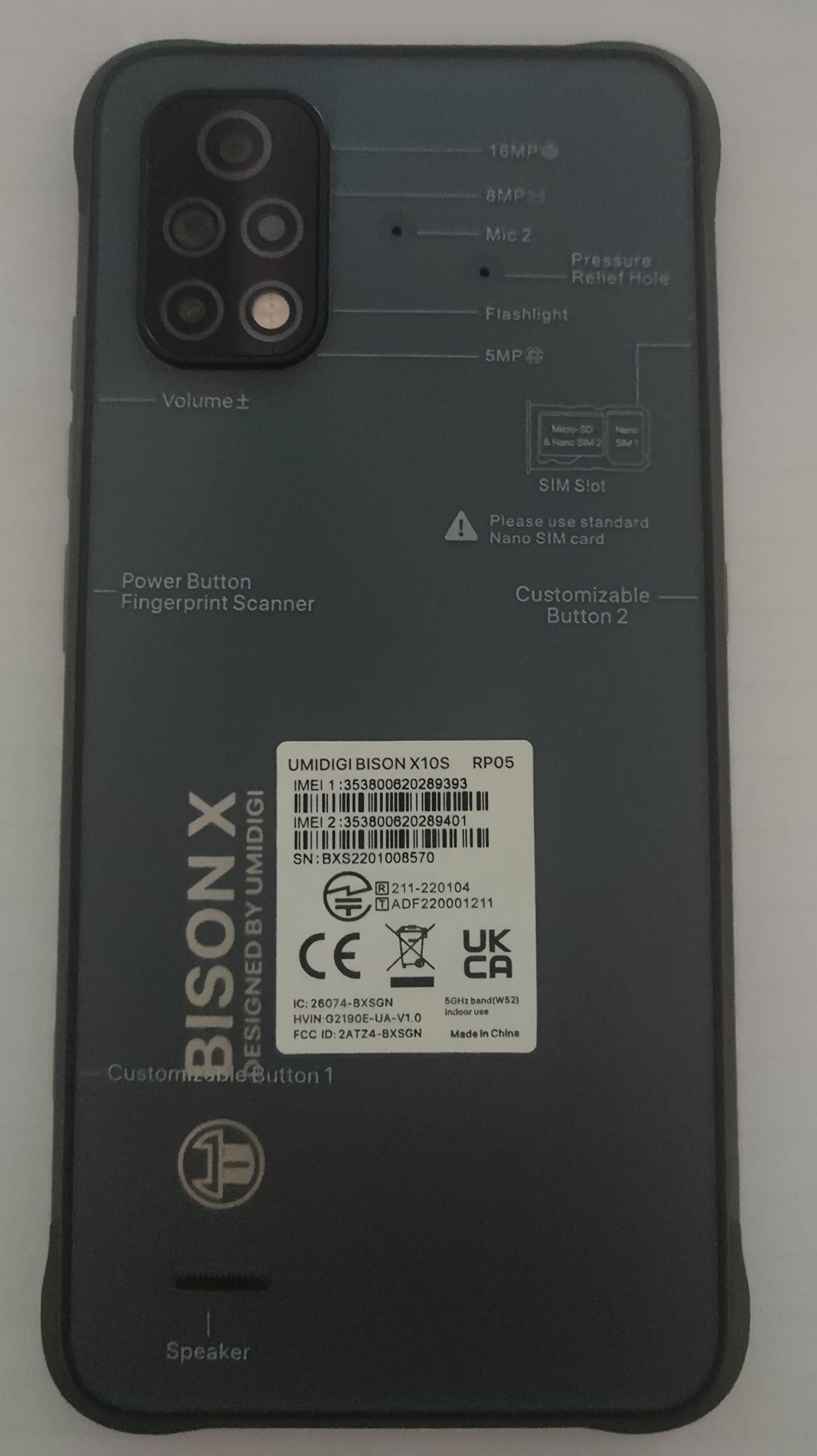 Umidigi BISON X10S Outdoor Smartphone 4GB 32GB Grau