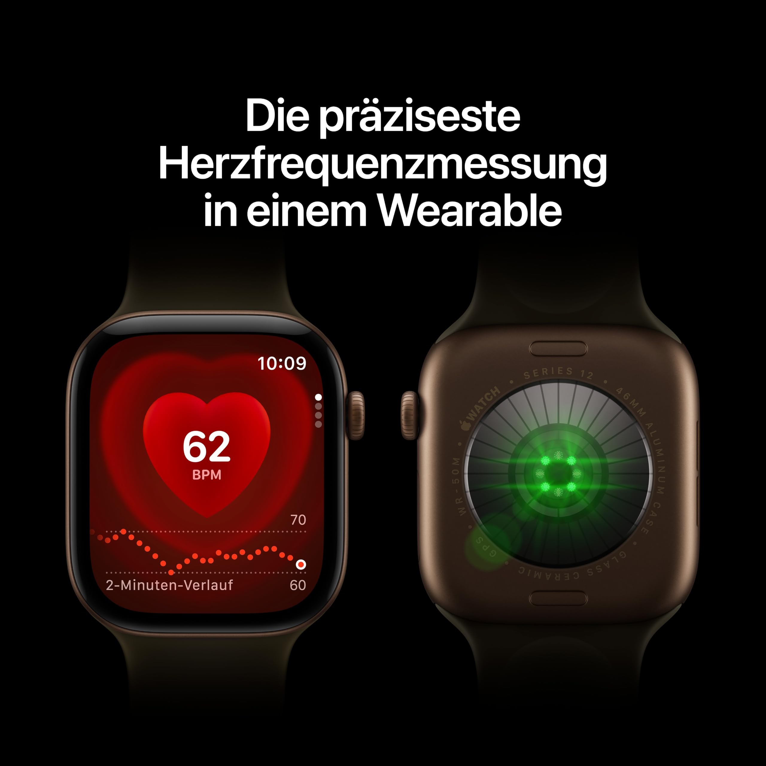 Apple Watch Series 12 GPS Smartwatch 46mm Dunkelbronze M/L Herz