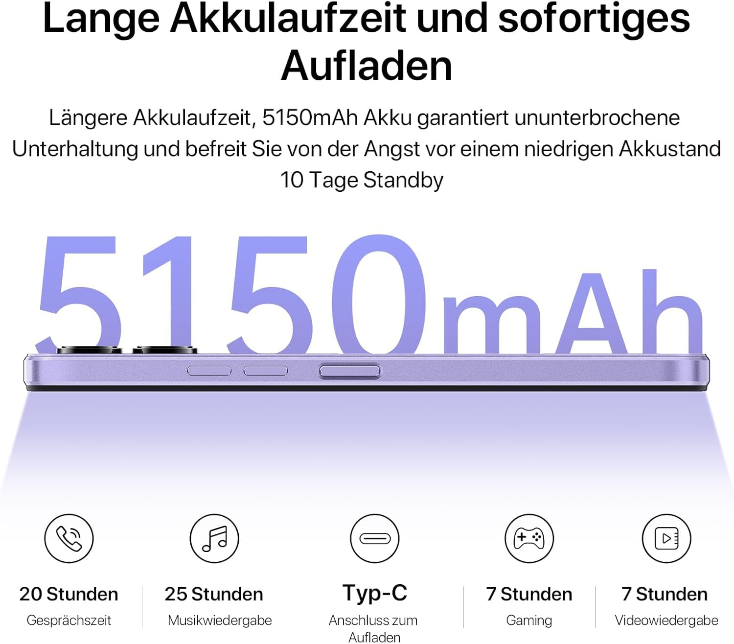 UMIDIGI G3 Plus Smartphone 128GB Lila 6,52 Zoll