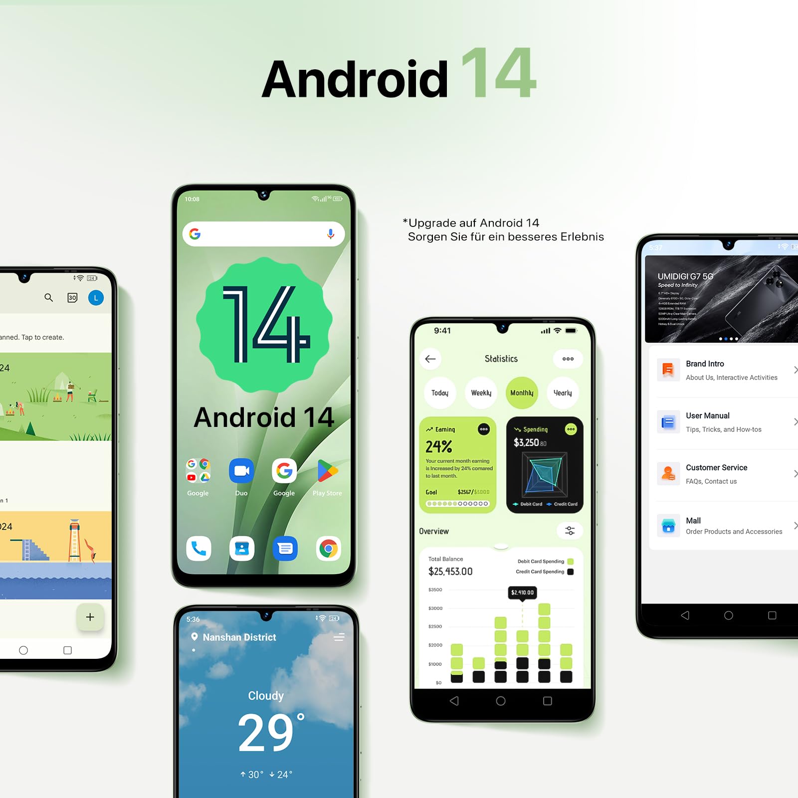 Umidigi G9C Smartphone 128GB Grün 50MP NFC
