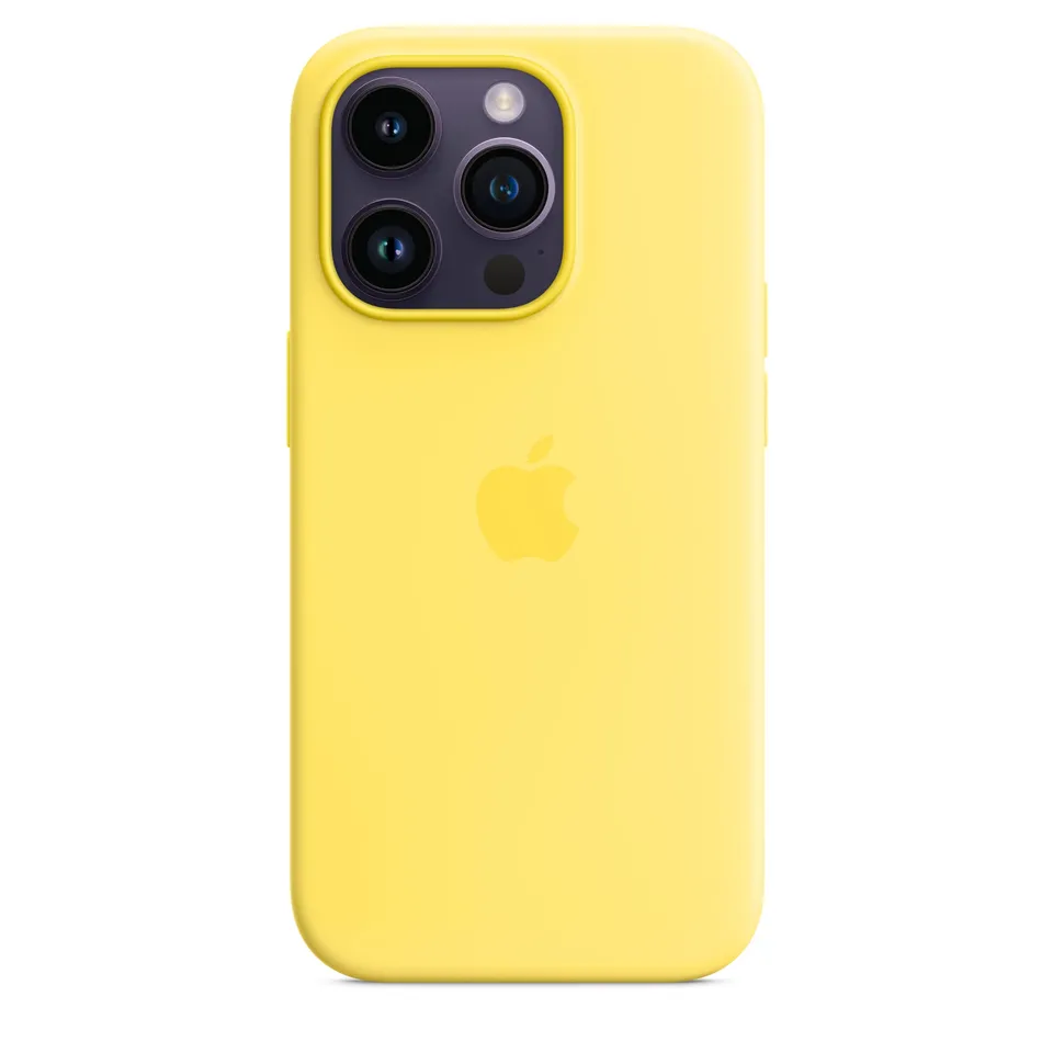 Apple iPhone 14 Pro Silikon Hülle mit MagSafe Kanariengelb