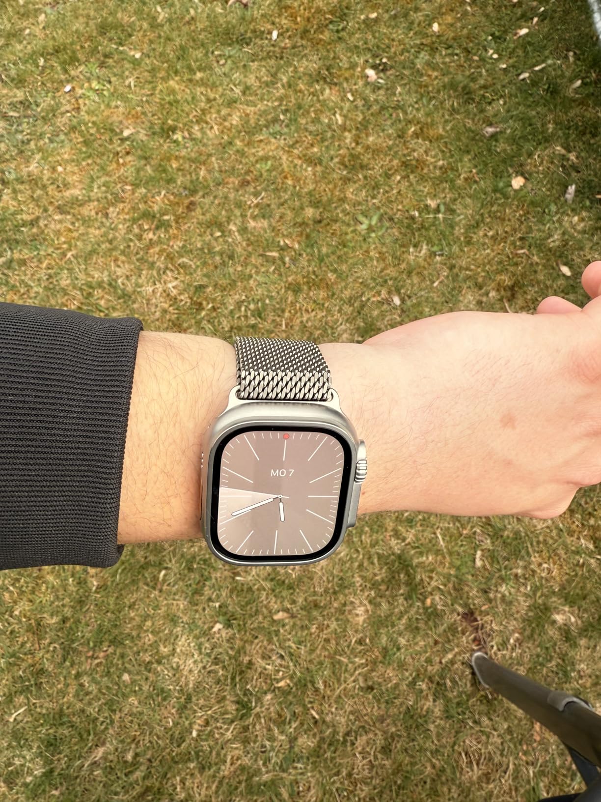 Apple Watch Milanaise Armband 49mm Natur Large Edelstahl
