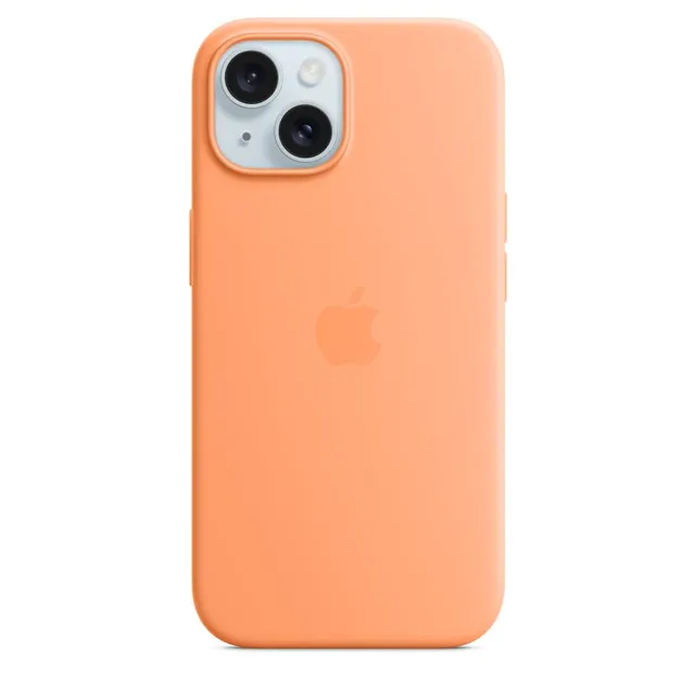 Apple iPhone 15 Silikon Hülle Sorbet Orange MagSafe