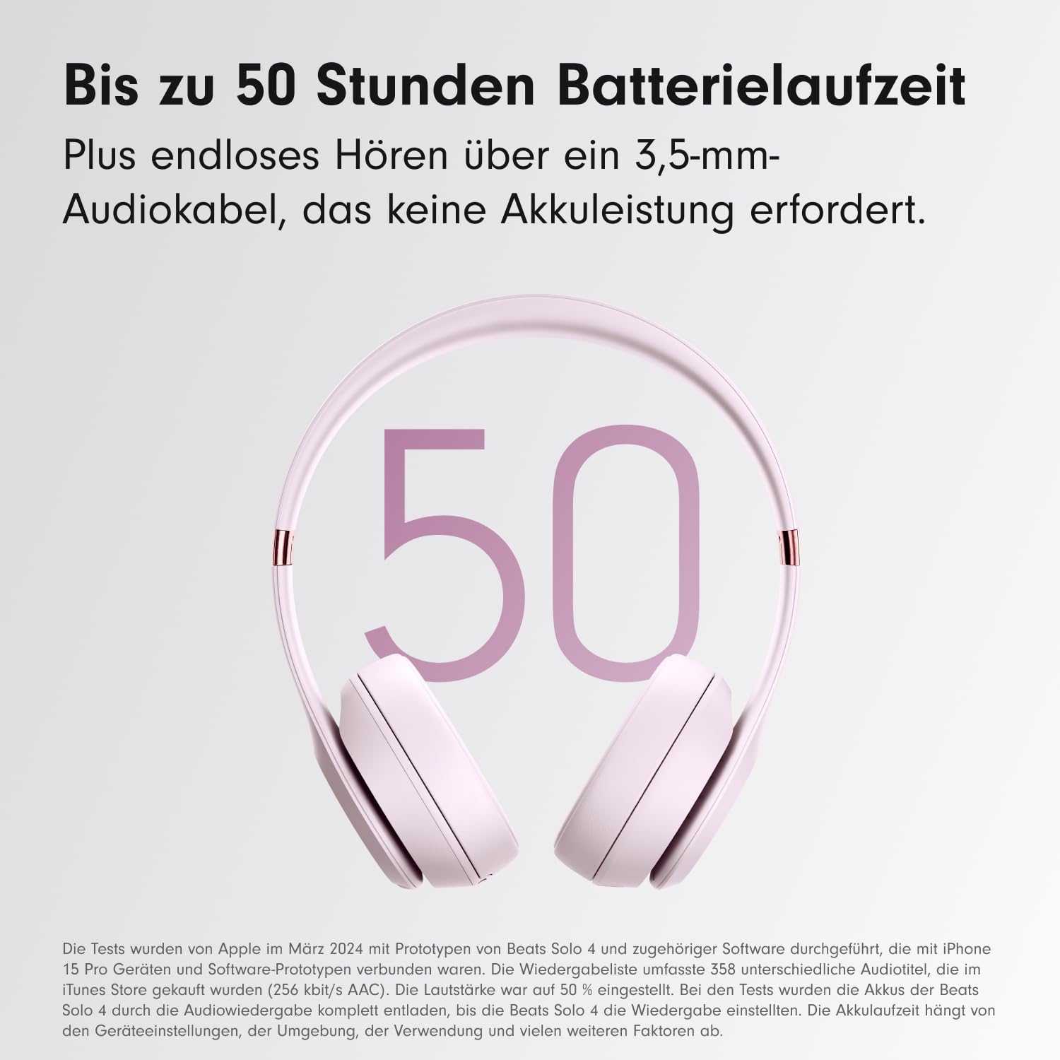 Apple Beats Solo 4 On-Ear Kopfhoerer Wolkenrosa 50h
