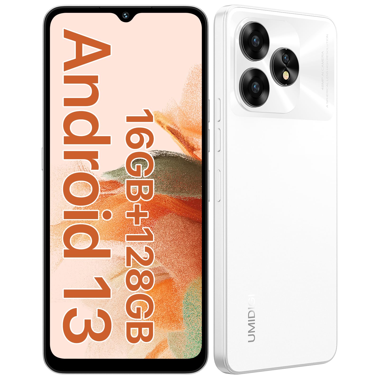 Umidigi A15C Smartphone 128GB 8GB Weiß 48MP 6,7 Zoll