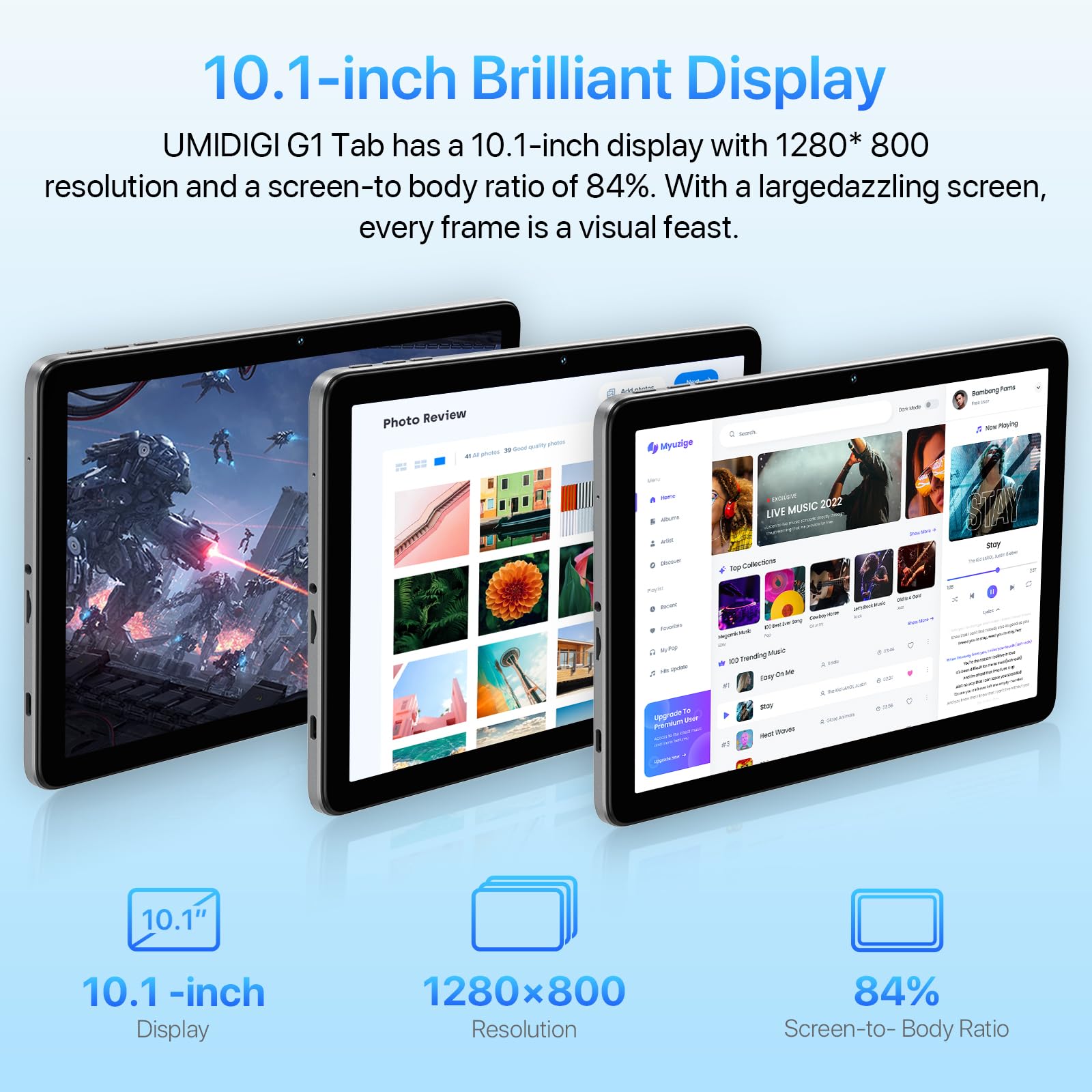 UMIDIGI G1 Tab Tablet 10,1 Zoll 64GB Grau Android 13