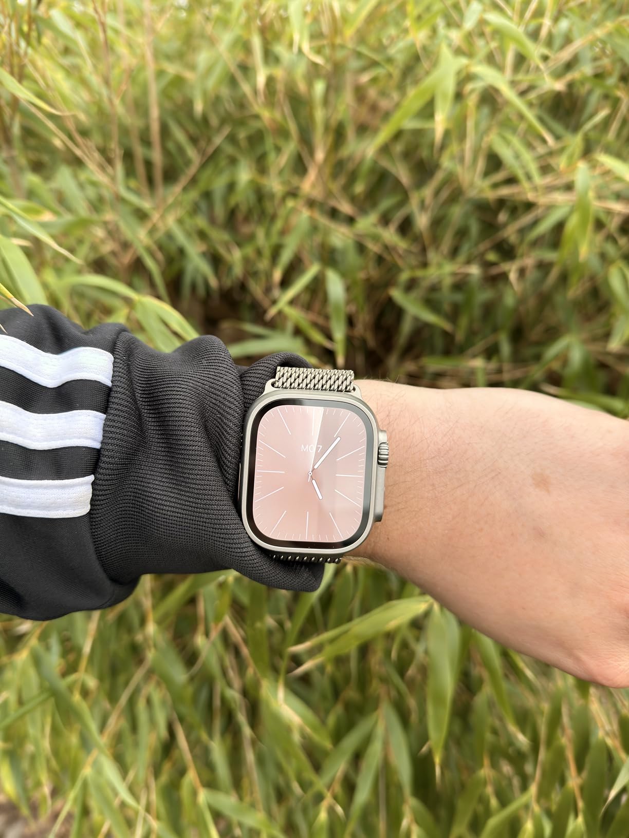 Apple Watch Milanaise Armband 49mm Natur Large Edelstahl