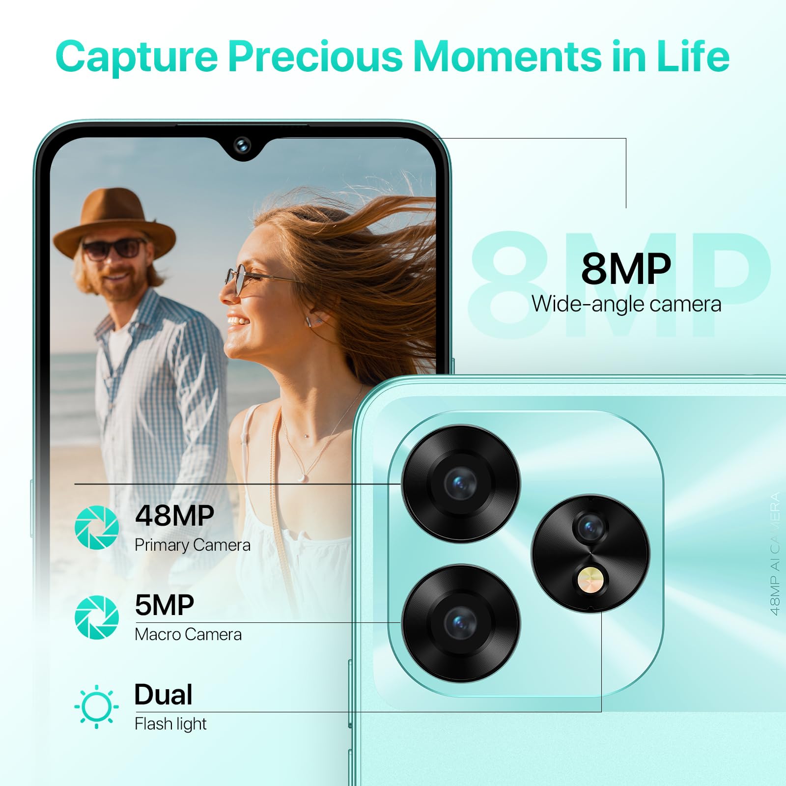 Umidigi A15C Smartphone 128GB 8GB Weiß 48MP 6,7 Zoll