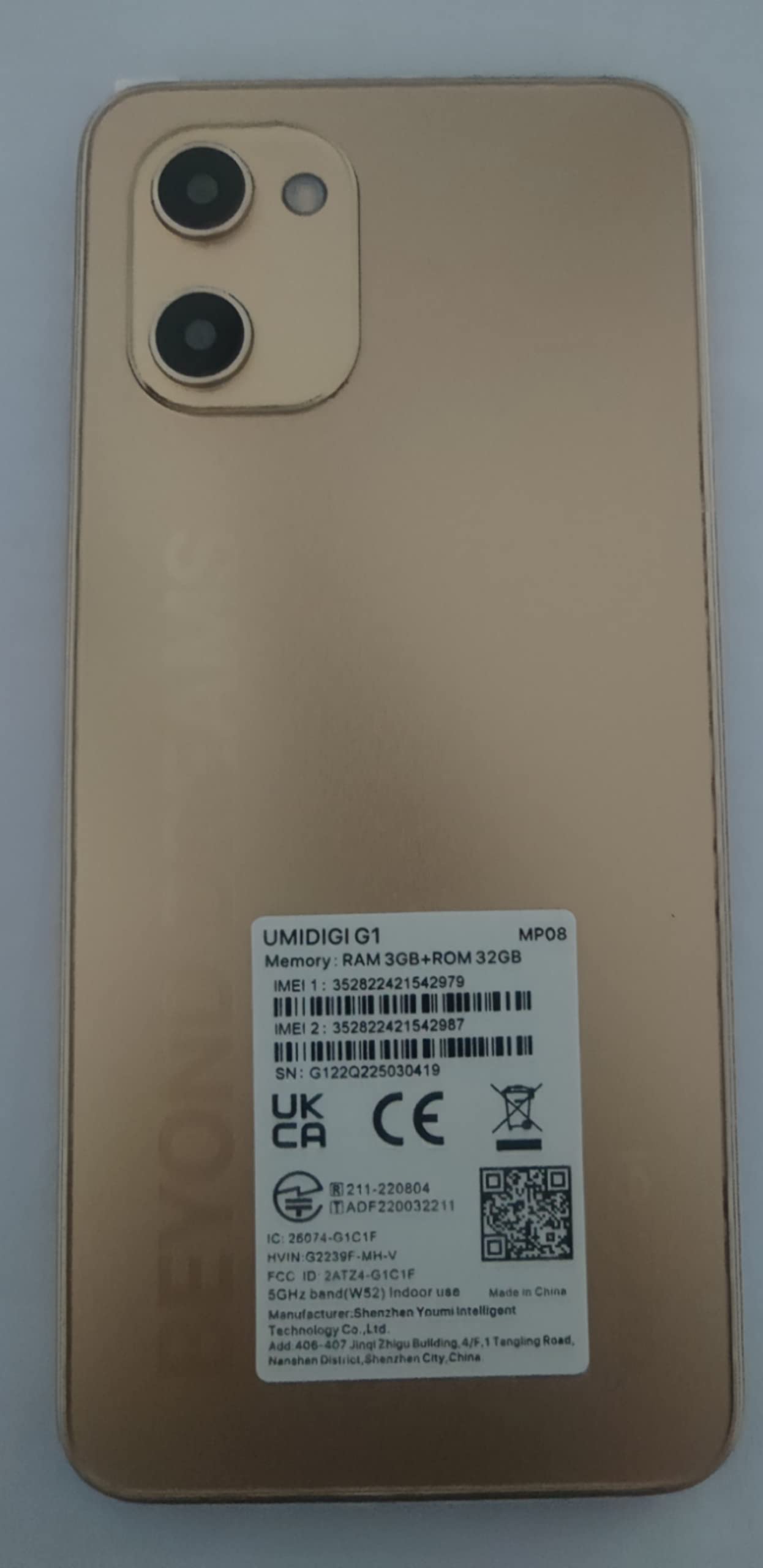 Umidigi G1 Smartphone 3/32GB 6,52" Gold ohne Vertrag