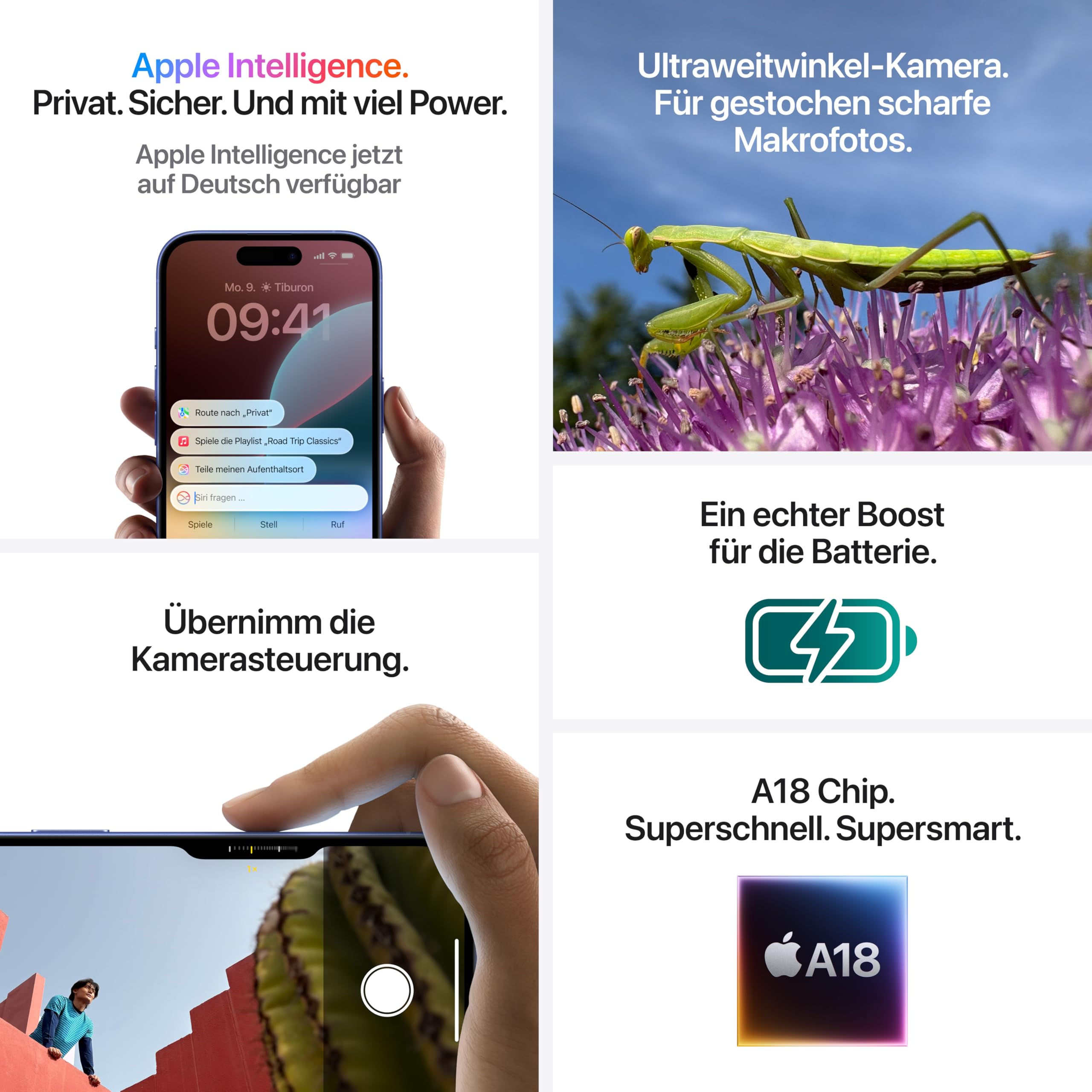 Apple iPhone 16 Smartphone 512 GB Blaugrün A18