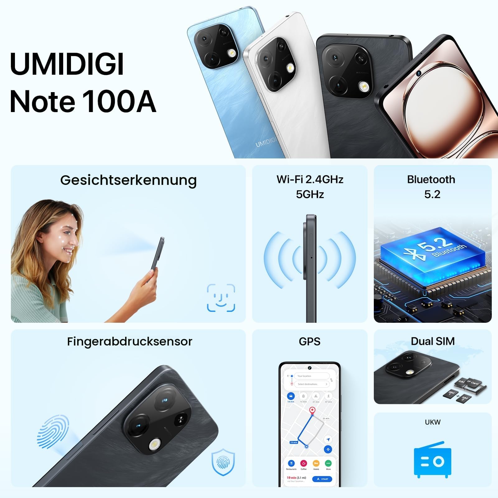 Umidigi Note 100A Smartphone 256GB Schwarz 120Hz