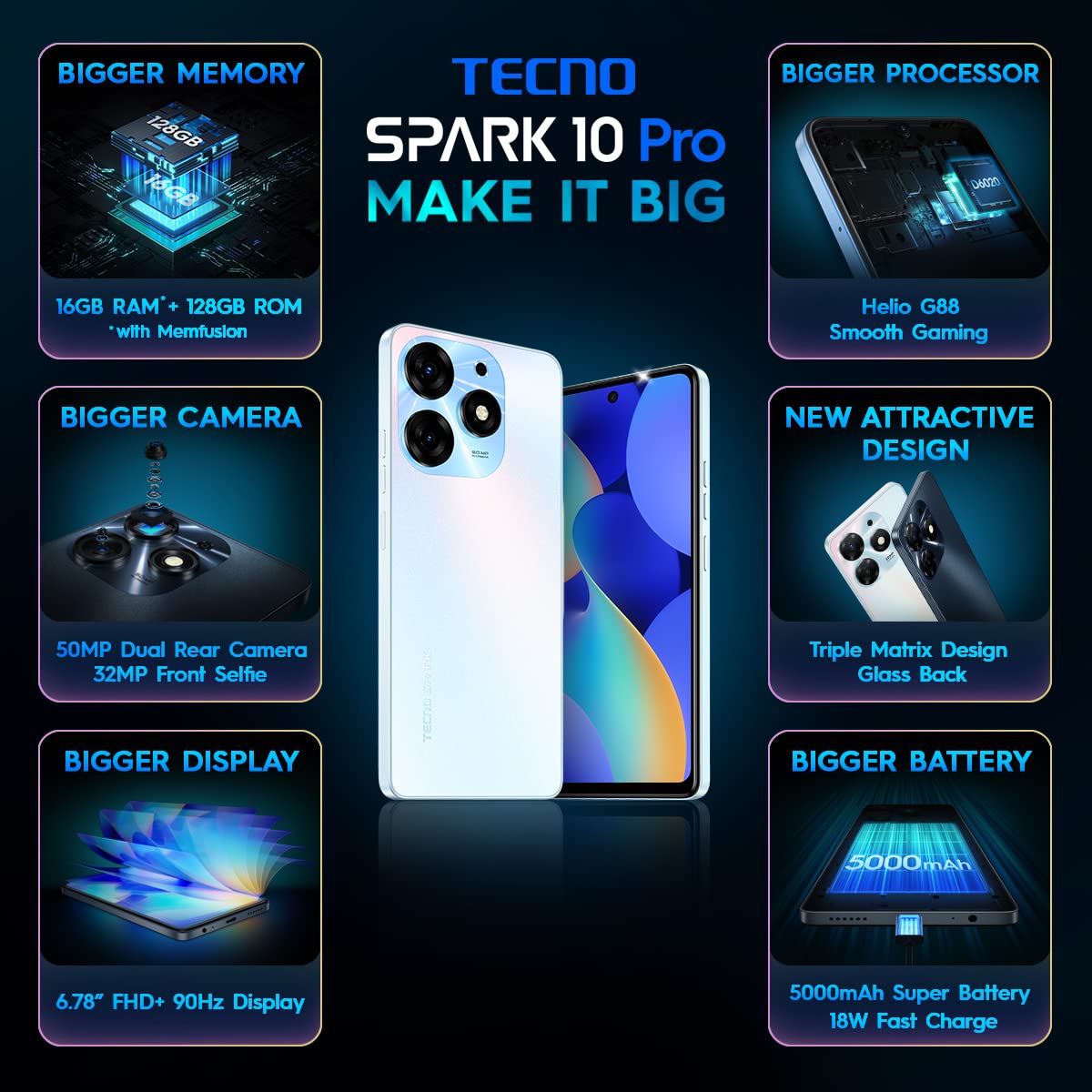Tecno Spark 10 Pro Smartphone 128GB Pearl White