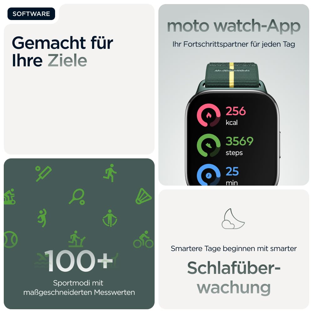 Motorola Watch Fit Smartwatch Grün 1,9" OLED 16 Tage
