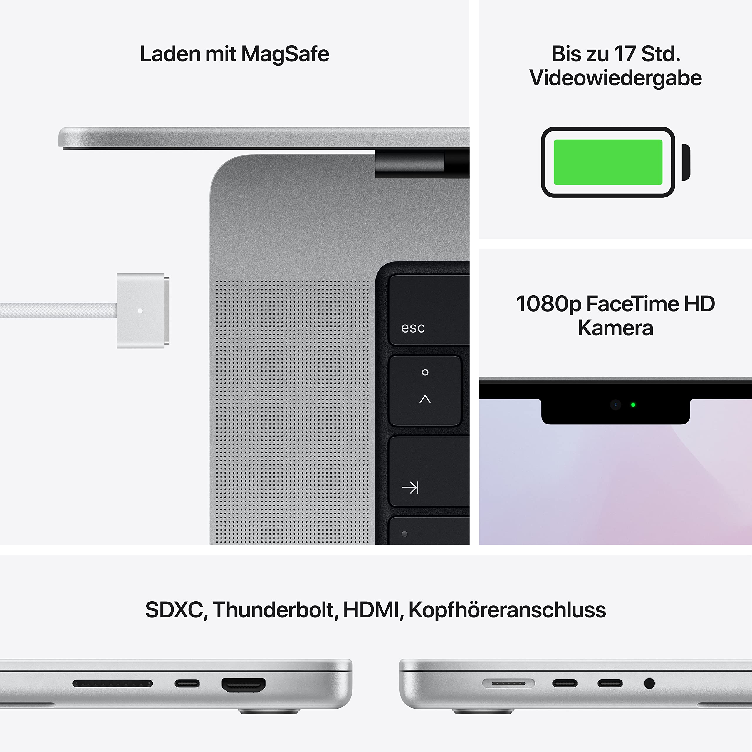 Apple MacBook Pro 14 M1 Pro 16GB 512GB Laptop Silber