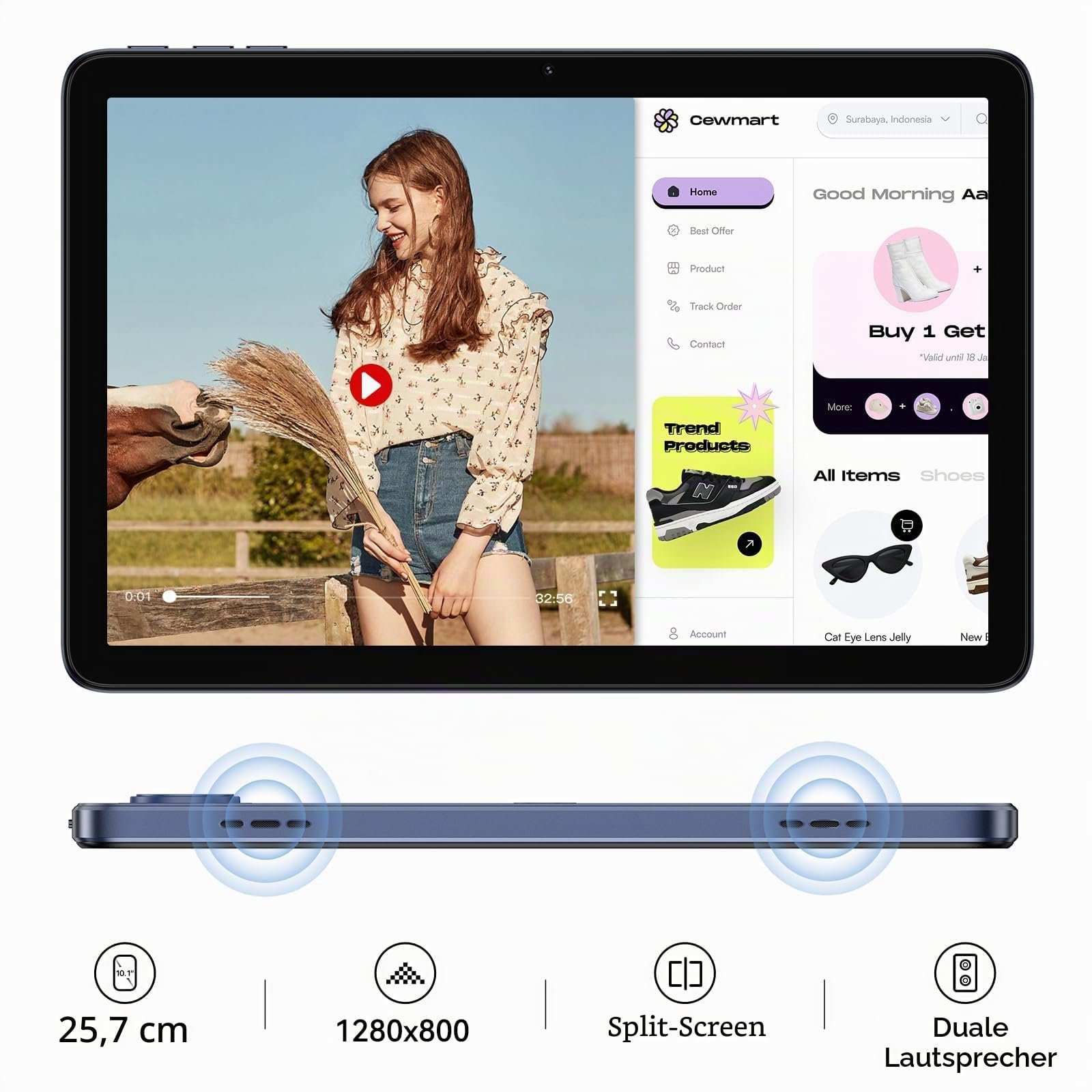 UMIDIGI G2 Tab Tablet 10,1 Zoll Blau 64GB mit Hülle