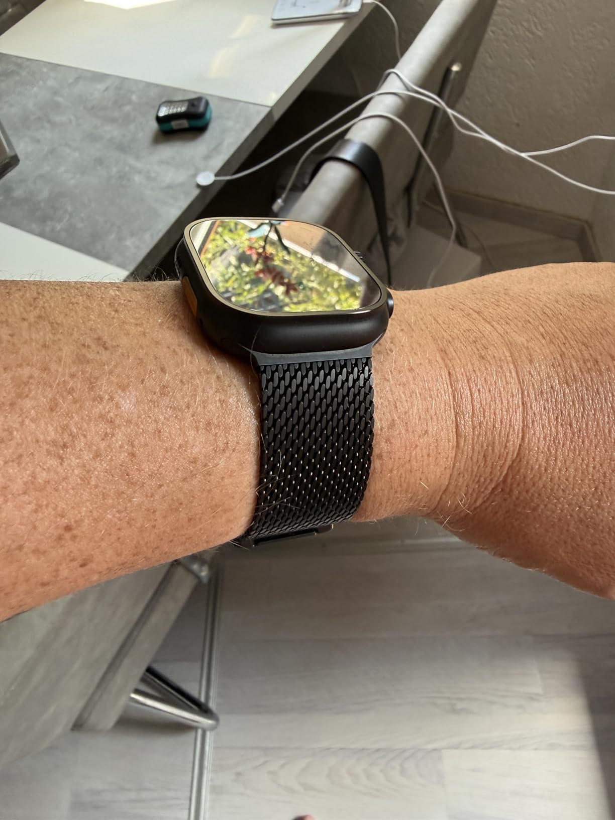 Apple Watch Milanaise Armband 49mm Natur Large Edelstahl