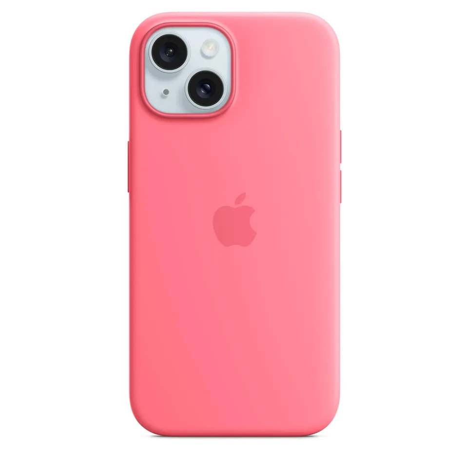 Apple iPhone 15 Silikon Case MagSafe Hülle Pink