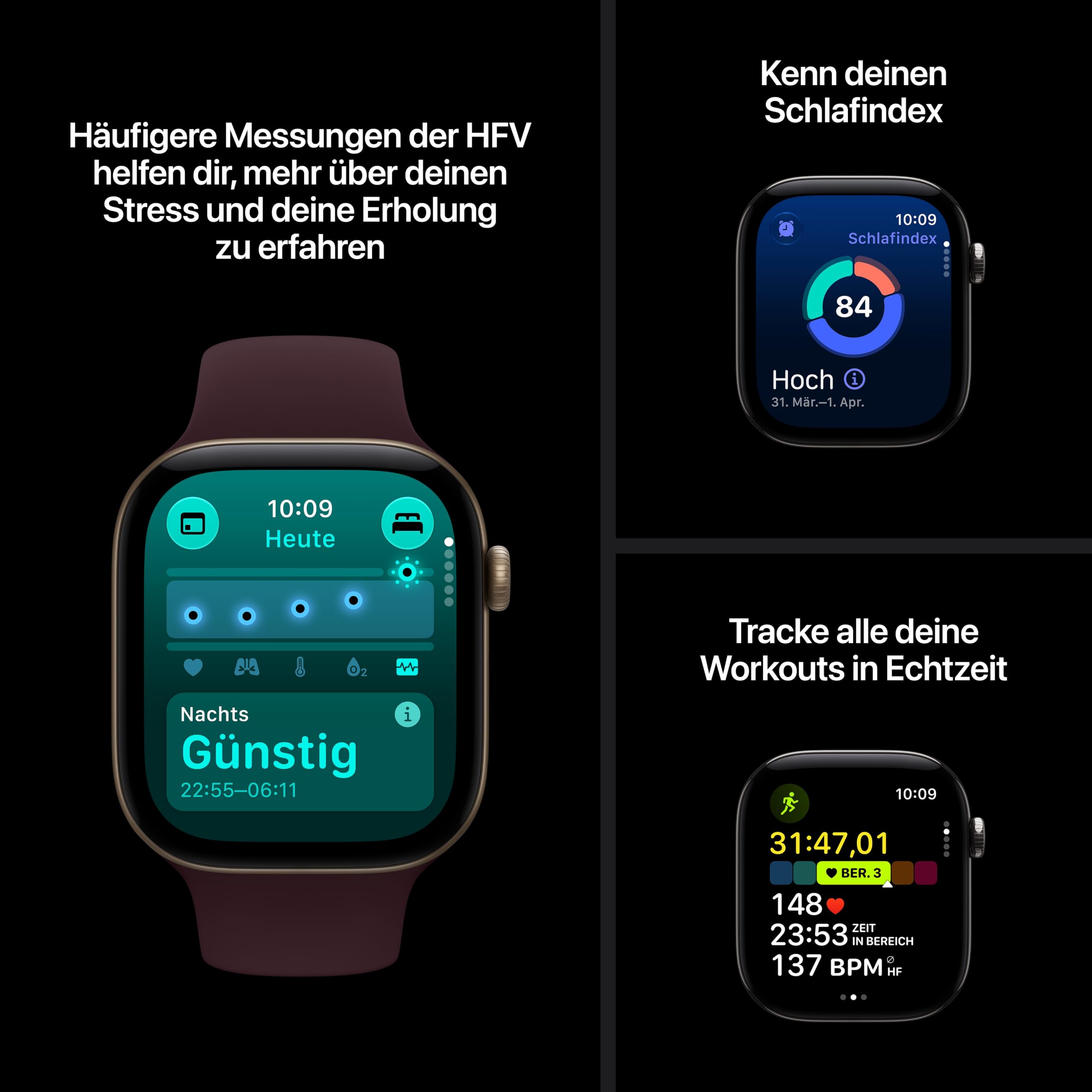 Apple Watch Series 12 GPS Smartwatch 46mm Dunkelbronze M/L Herz