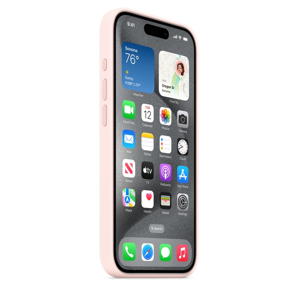 Apple iPhone 15 Pro Silikon Case Hellrosa mit MagSafe