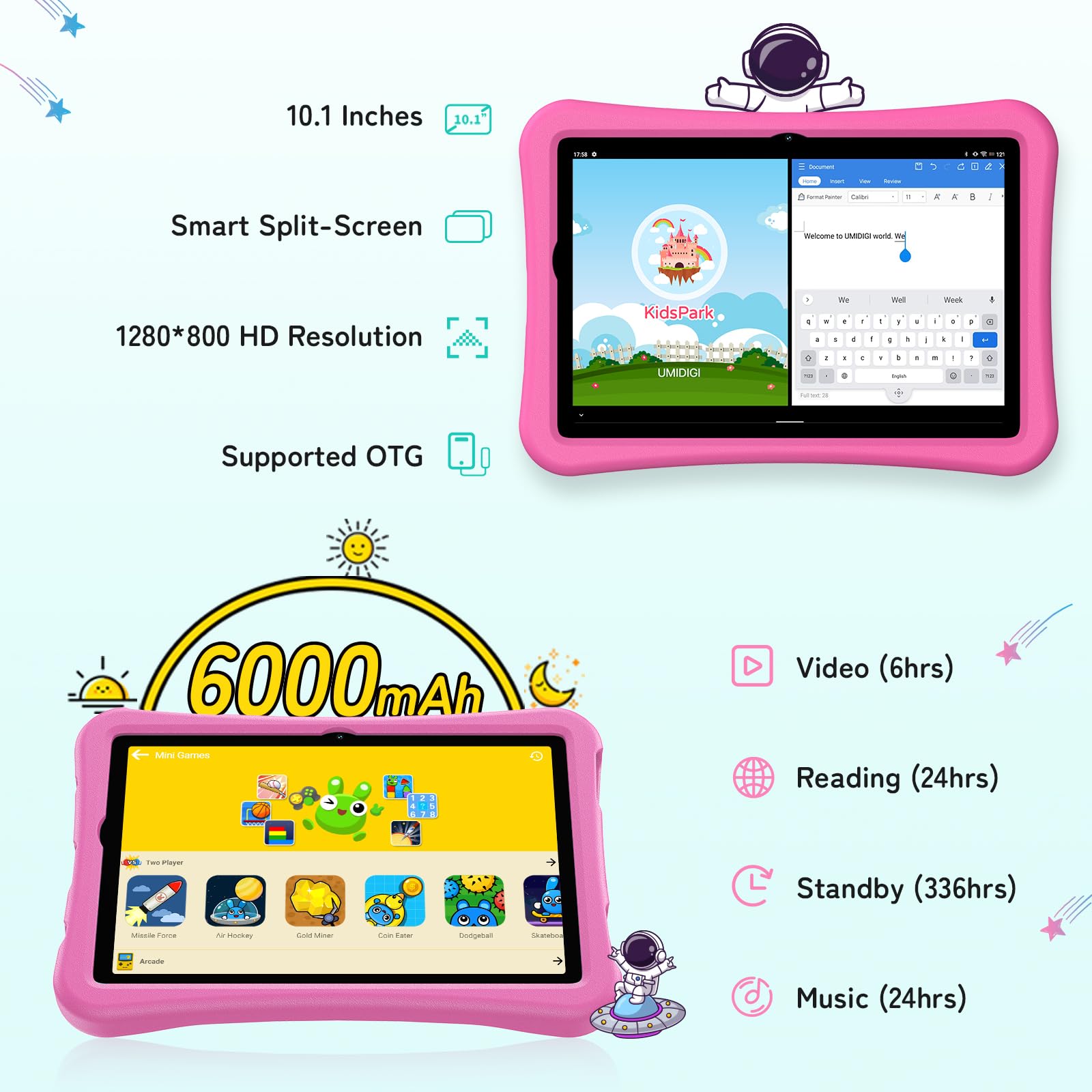 Umidigi G2 Kinder Tablet 10,1 Zoll 8GB+64GB Pink