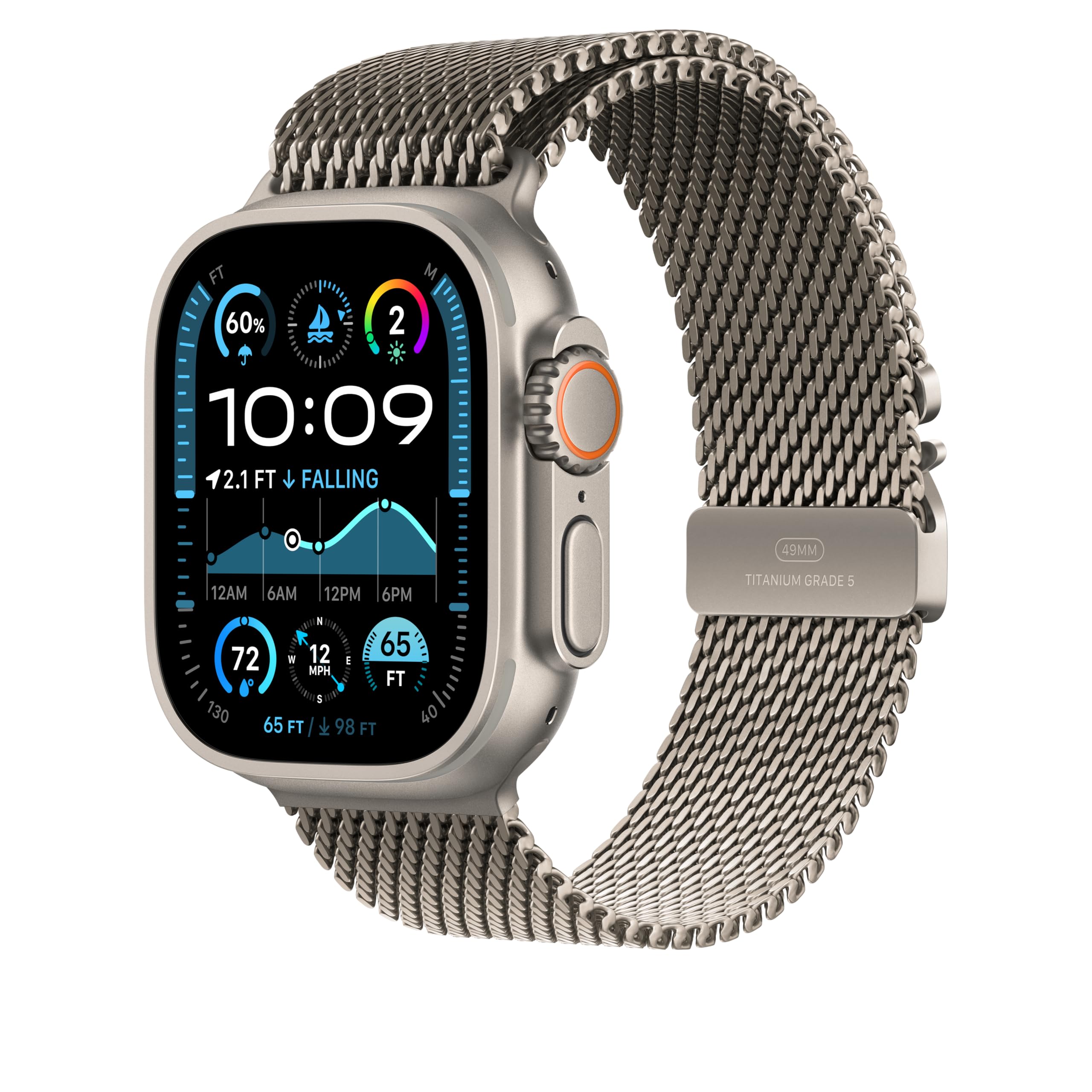 Apple Watch Milanaise Armband 49mm Natur Large Edelstahl