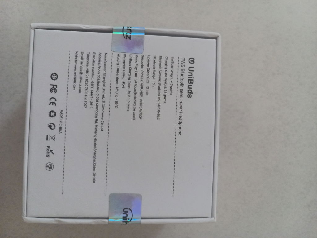 Unihertz Unibuds Kopfhörer Bluetooth mit Ladecase Schwarz