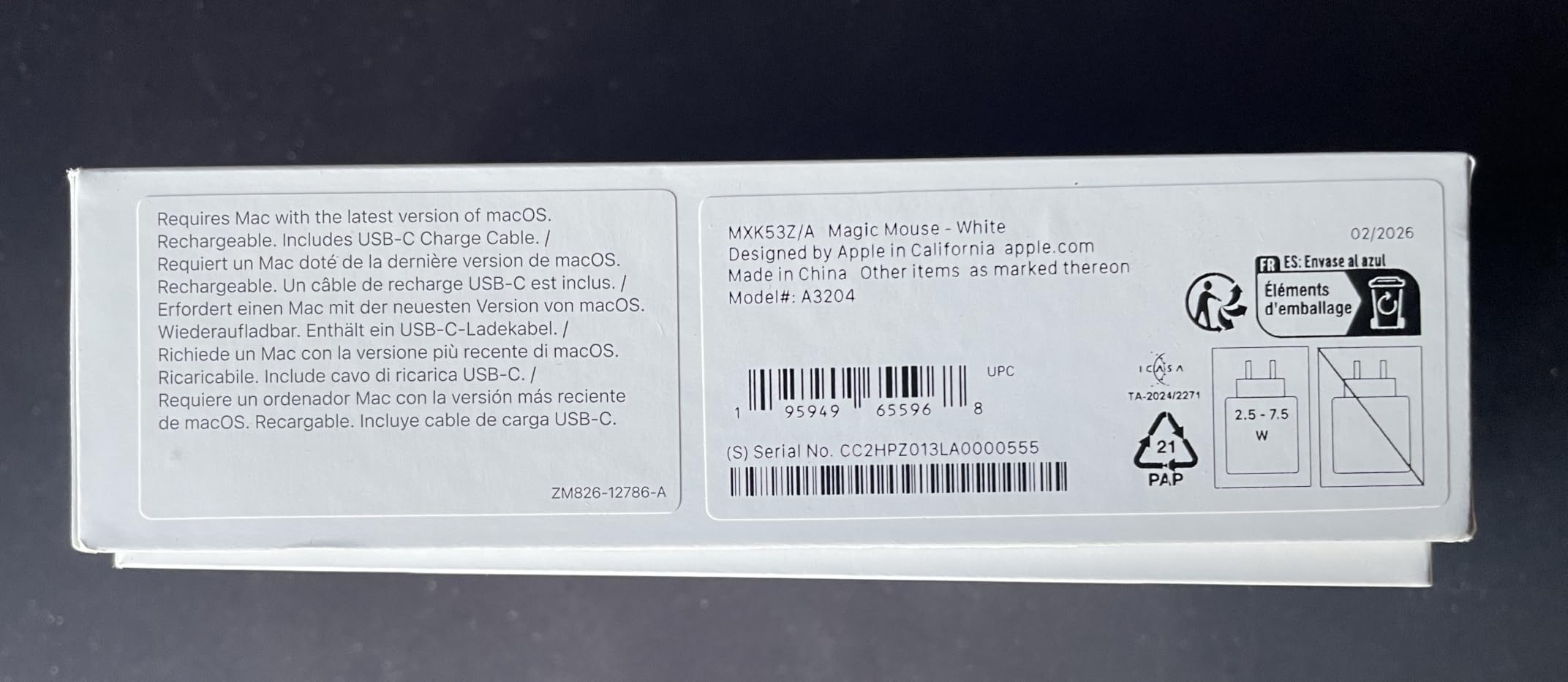 Apple Magic Mouse Bluetooth Maus Weiss USB-C