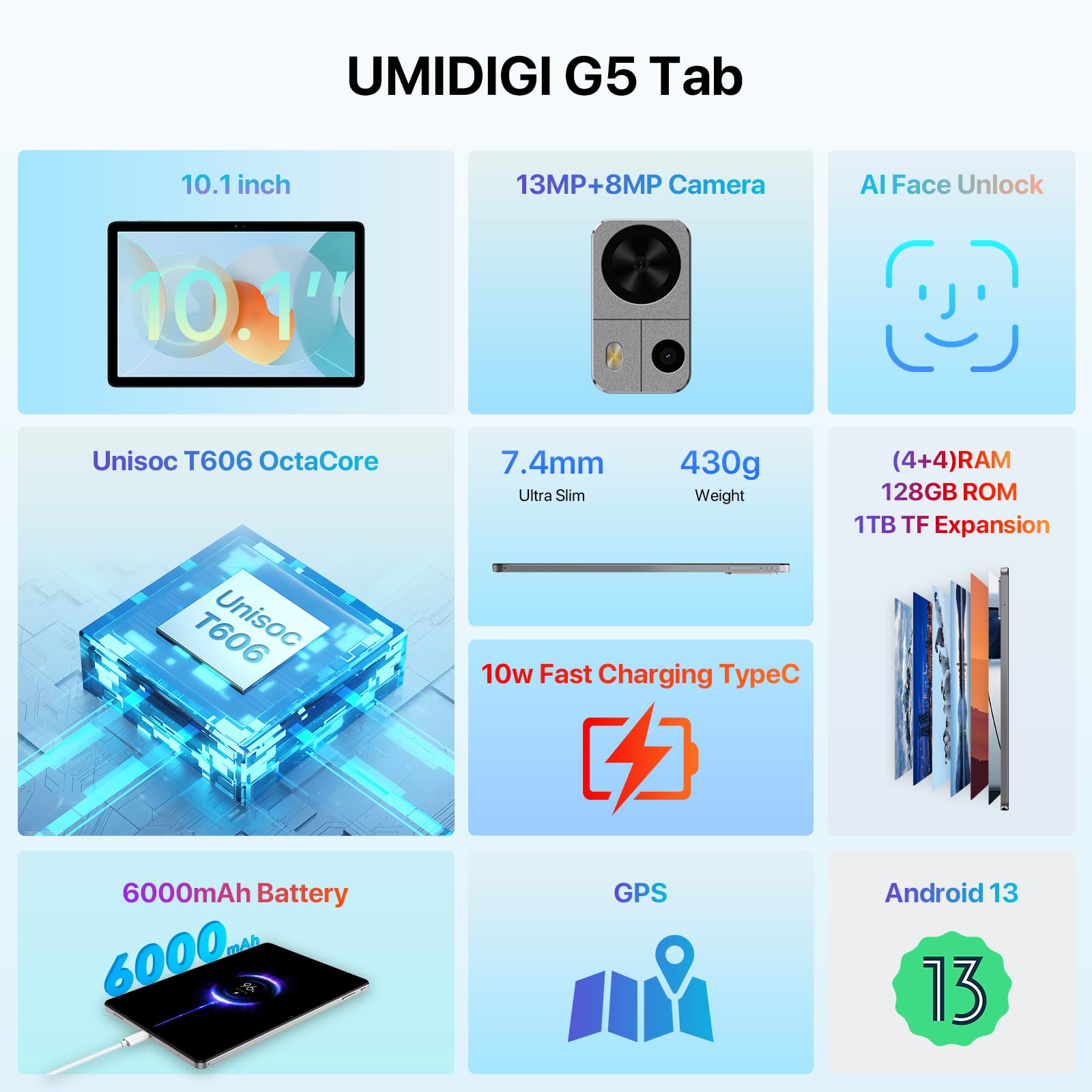 Umidigi G5 Tab 10.1 Zoll Tablet 8GB 128GB LTE mit Stift
