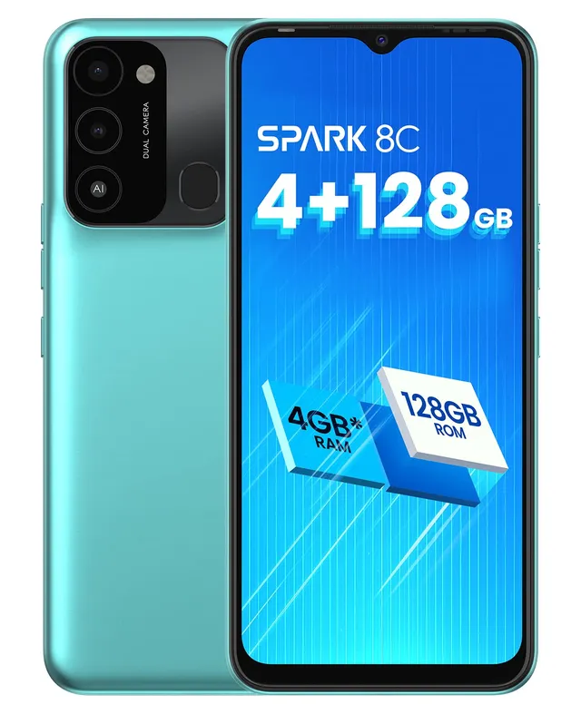 Tecno SPARK 8C Smartphone 4+128GB Cyan 5000 mAh