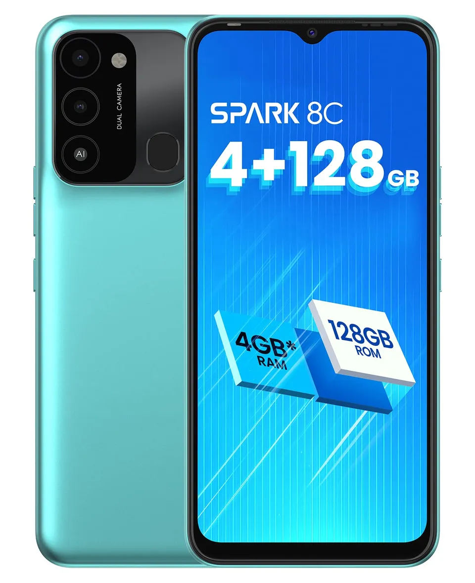 Tecno SPARK 8C Smartphone 4+128GB Cyan 5000 mAh