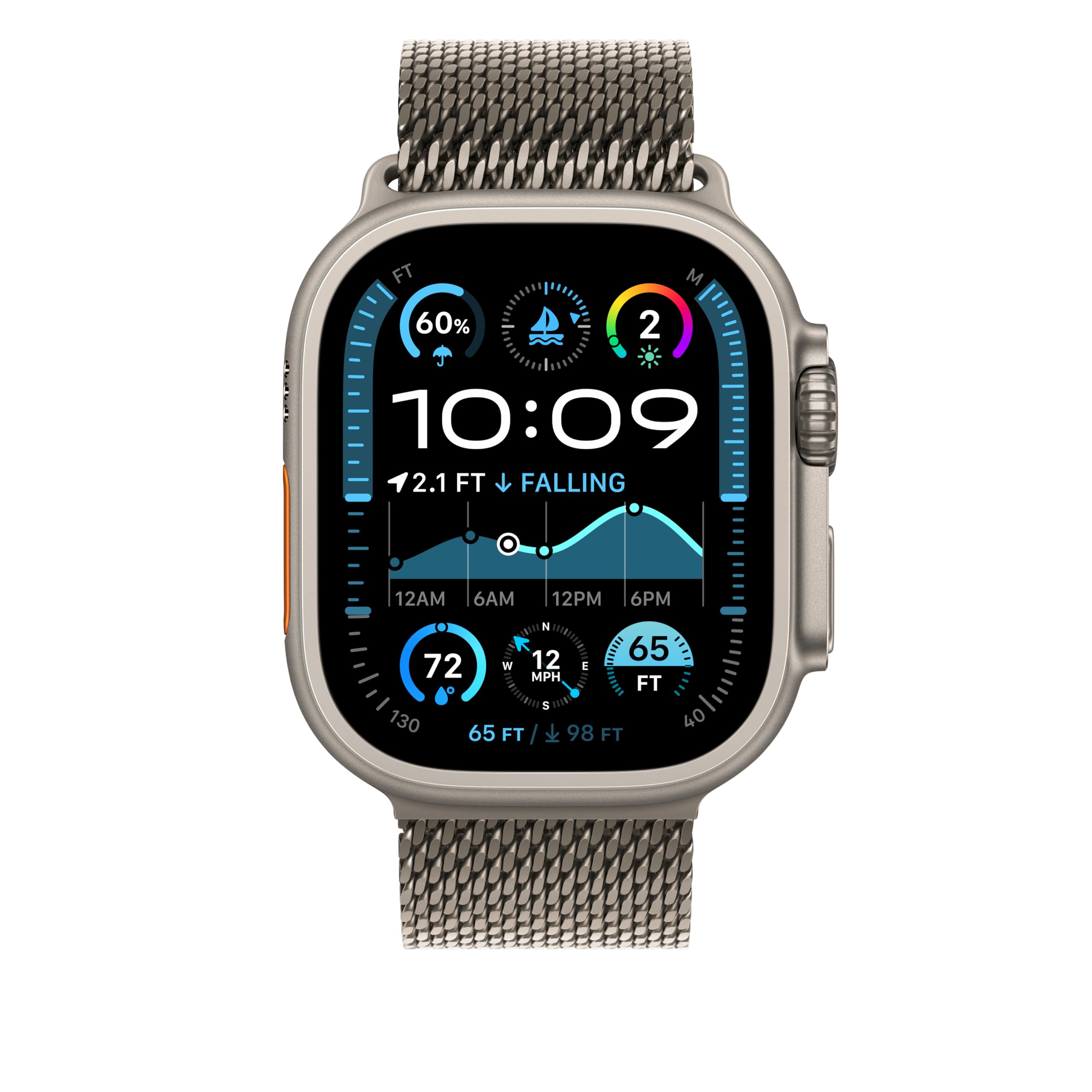Apple Watch Milanaise Armband 49mm Natur Large Edelstahl