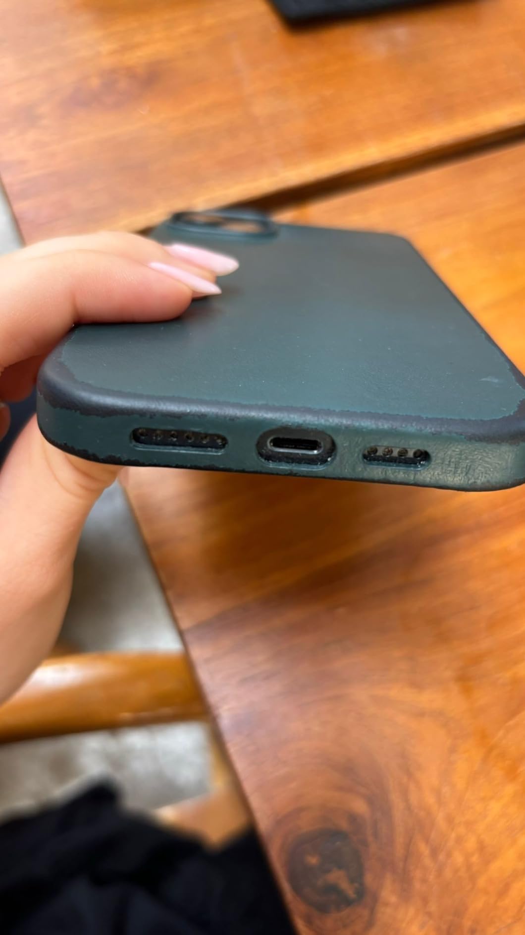 Apple iPhone 14 Plus Leder Case Handyhülle Waldgrün MagSafe