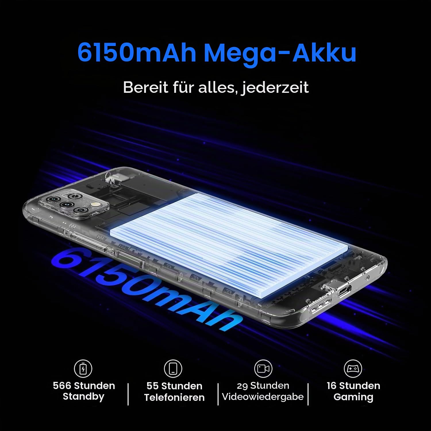 UMIDIGI Power 5S Smartphone Blau 4+32GB 6150mAh