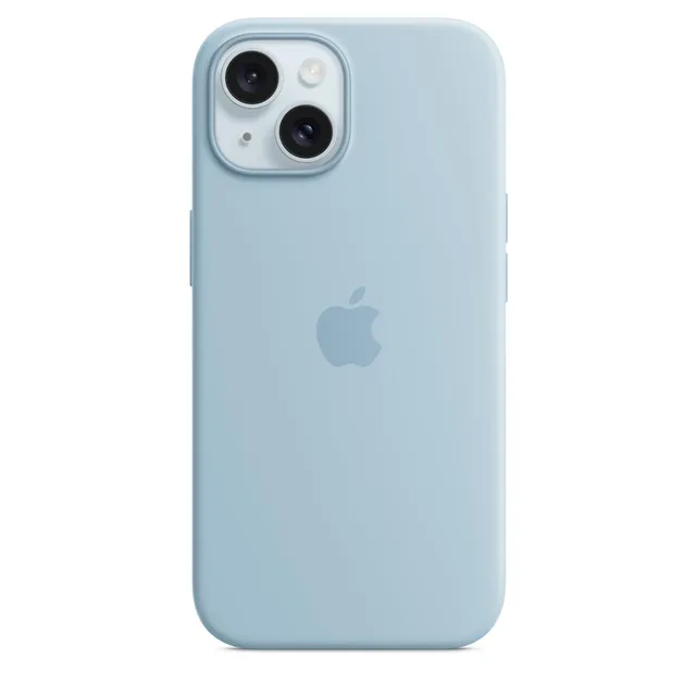 Apple iPhone 15 Silikon Case mit MagSafe Hülle Hellblau